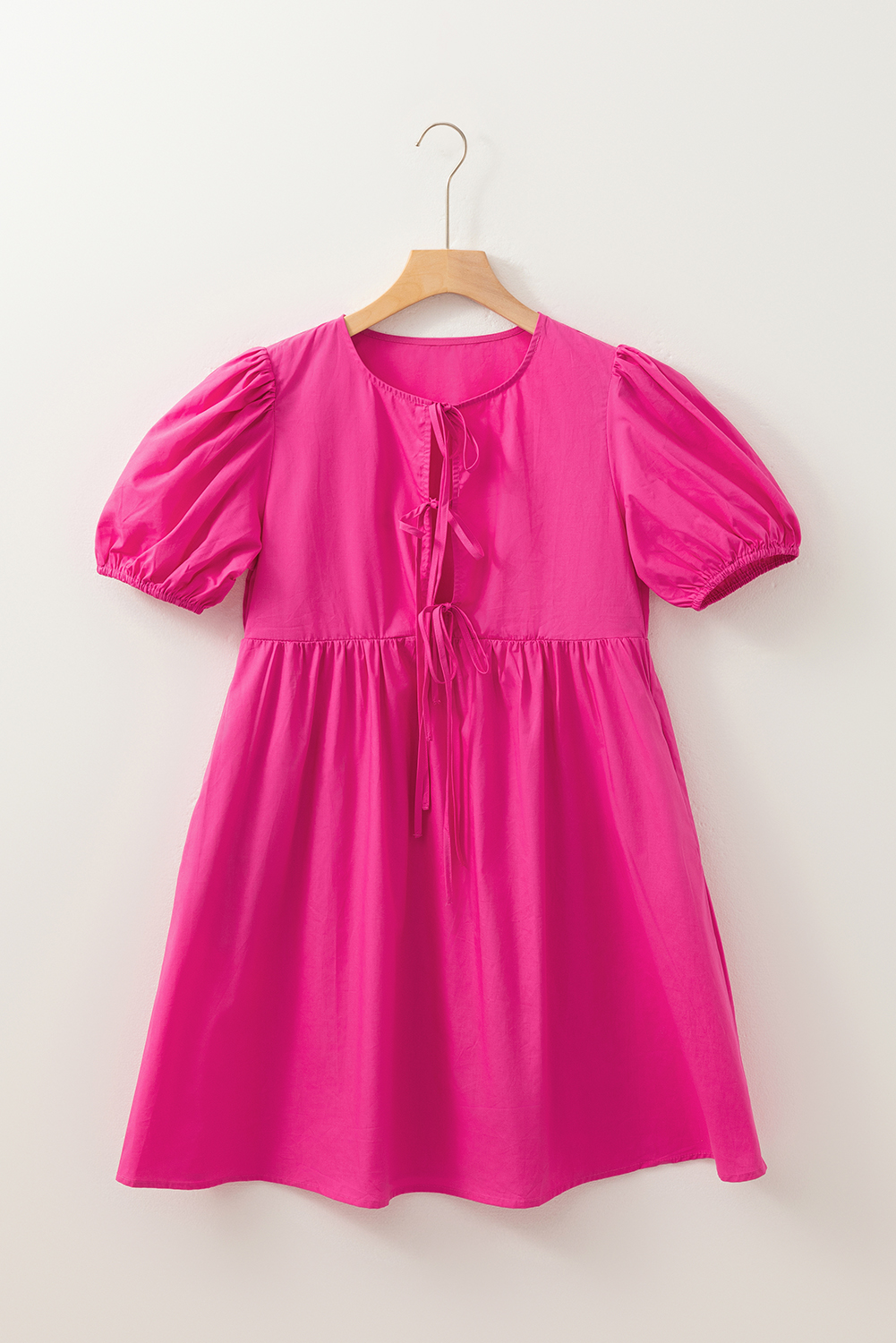 Elegant High Waist Mini Dress with Tie Front Detail - Perfect for Summer - Detail View 7 Elegant High Waist Mini Dress with Tie Front Detail - Perfect for Summer - Detail View 7