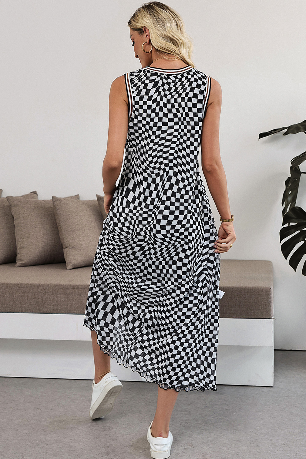 Flowing Ankle-Length Sleeveless Dress - Perfect for Casual and Vacation Wear - Detail View 7 Flowing Ankle-Length Sleeveless Dress - Perfect for Casual and Vacation Wear - Detail View 7