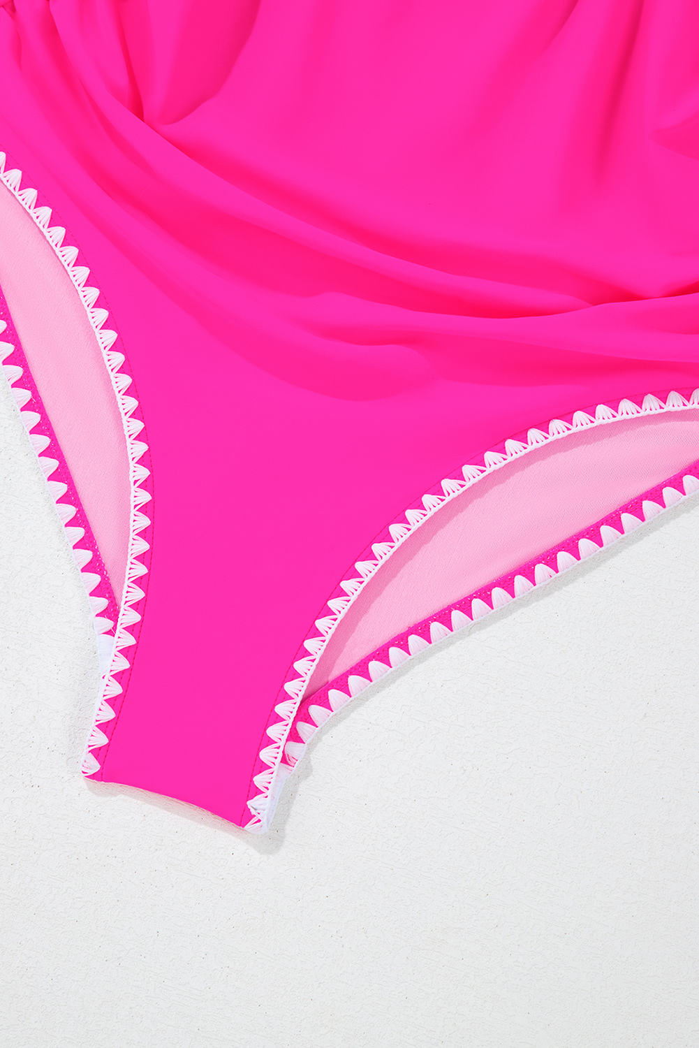 Rose Red Patchwork Swimwear, Cute Pleated High Waist Beach Fit - Detail View 12 Rose Red Patchwork Swimwear, Cute Pleated High Waist Beach Fit - Detail View 12