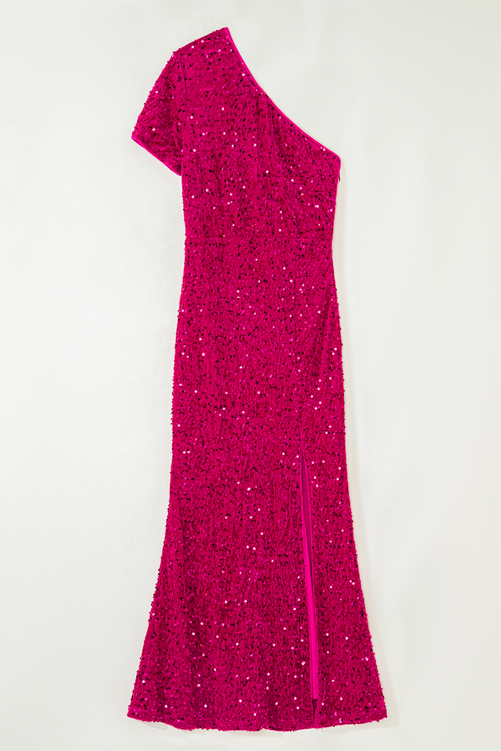 Stylish One Shoulder Pink Sequin Dress for Women – Glamorous Floor-Length Evening Attire - Detail View 9 Stylish One Shoulder Pink Sequin Dress for Women – Glamorous Floor-Length Evening Attire - Detail View 9