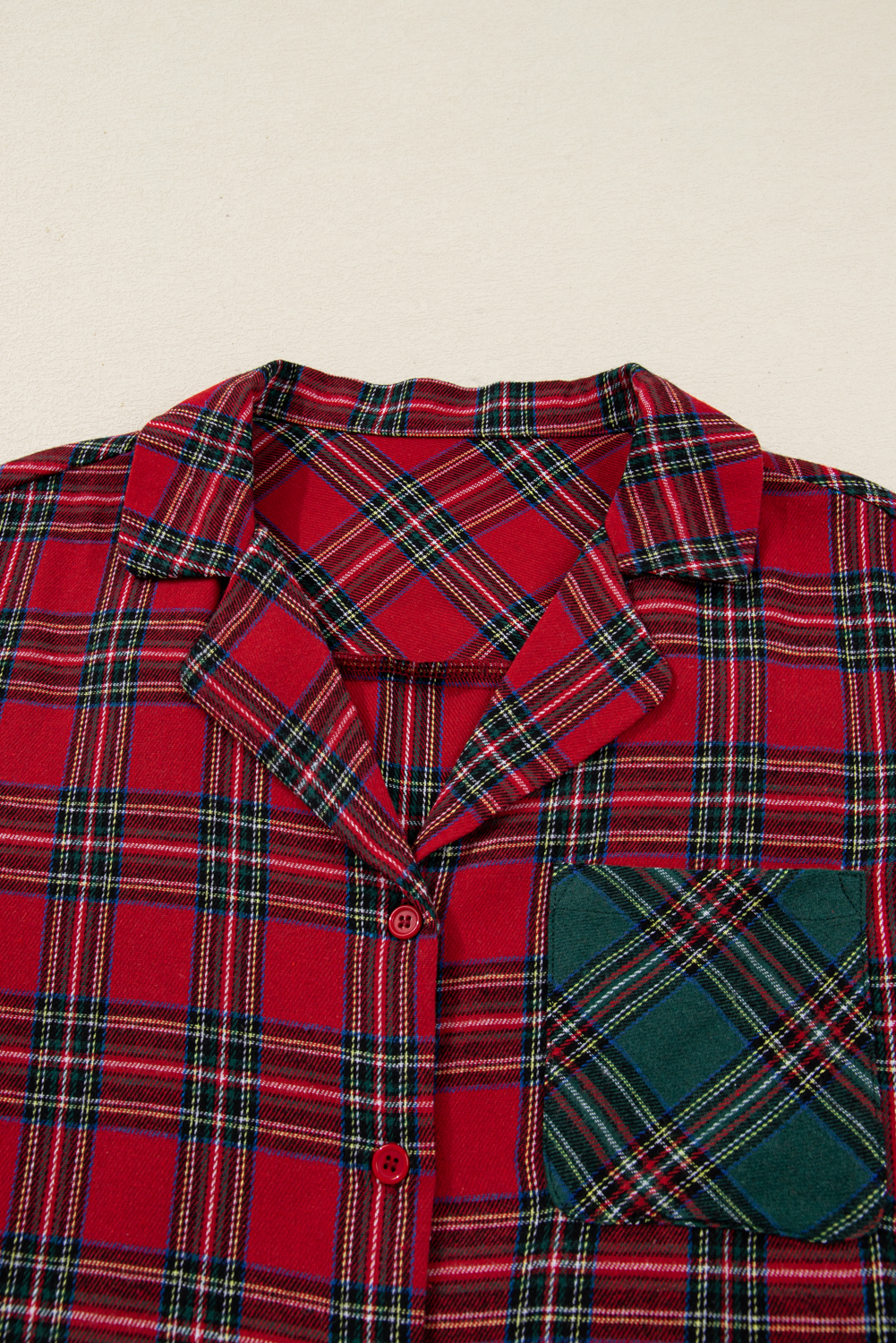 Festive Red Plaid Long Sleeve Pajama Set – Cozy Christmas Attire for Women - Detail View 7 Festive Red Plaid Long Sleeve Pajama Set – Cozy Christmas Attire for Women - Detail View 7