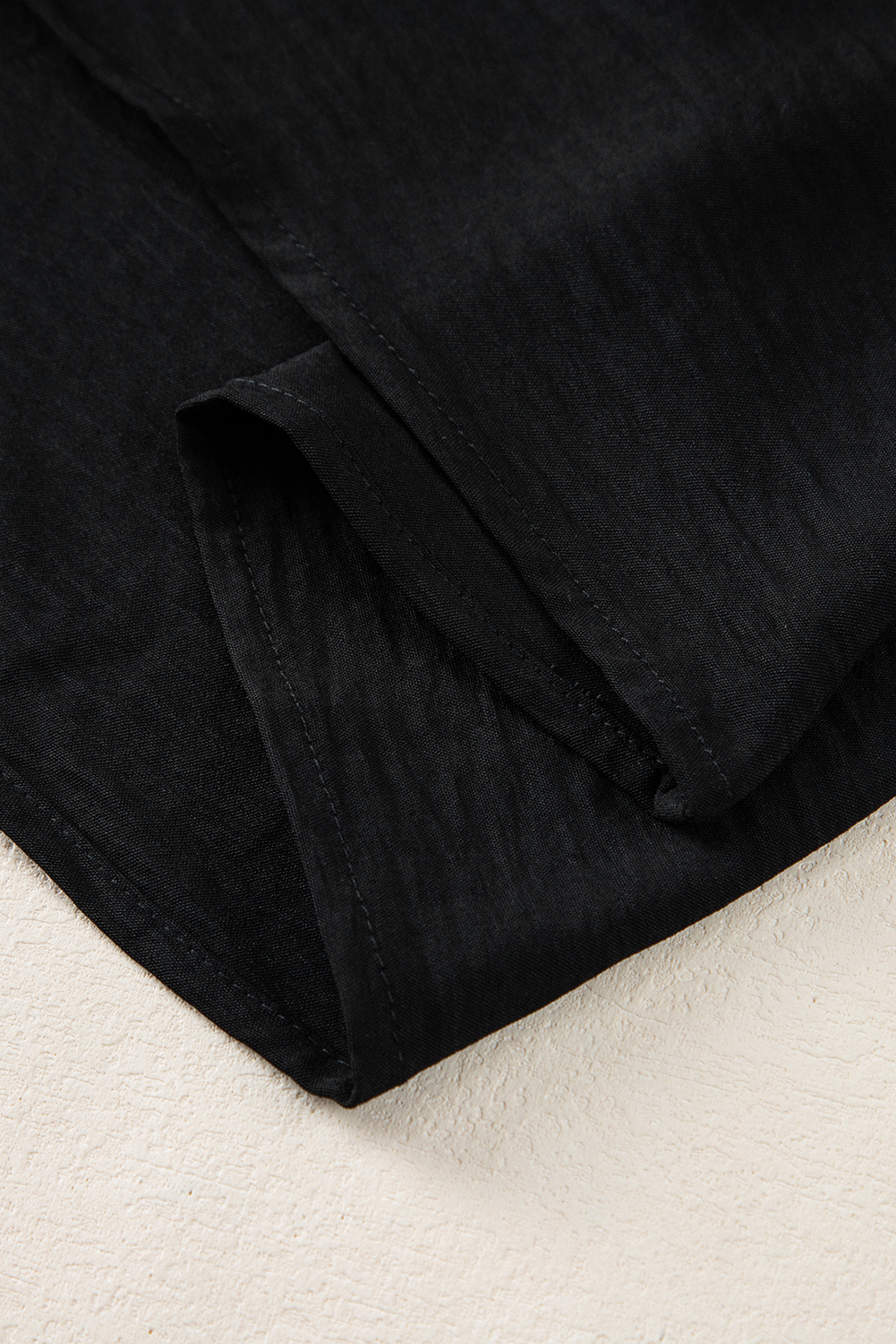 Elegant Black Notched Neck Batwing Sleeve Lightweight Blouse for Women - Detail View 13 Elegant Black Notched Neck Batwing Sleeve Lightweight Blouse for Women - Detail View 13