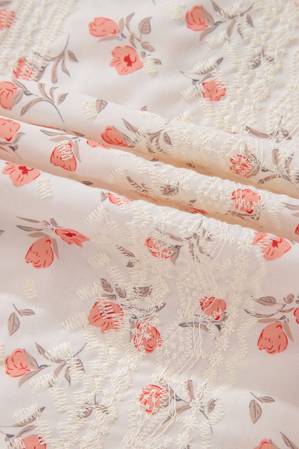 Elegant Embroidered Pink Floral Blouse - Stylish Cap Sleeves & Boho Chic Design - Detail View 10 Elegant Embroidered Pink Floral Blouse - Stylish Cap Sleeves & Boho Chic Design - Detail View 10