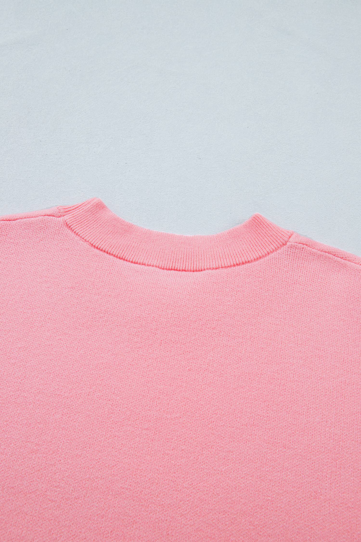 Women's Round Neck Half Sleeve Sweater – Solid Pink Summer Knit Top with Ruffle Hem Detail for Daily Outfits - Detail View 9 Women's Round Neck Half Sleeve Sweater – Solid Pink Summer Knit Top with Ruffle Hem Detail for Daily Outfits - Detail View 9