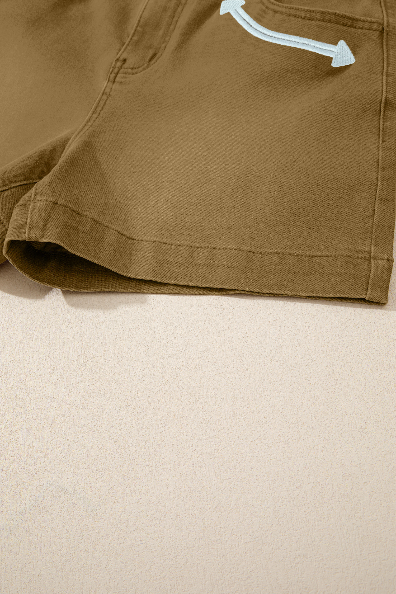 Stretch Denim Shorts, High Waisted Khaki For Women - Detail View 15 Stretch Denim Shorts, High Waisted Khaki For Women - Detail View 15