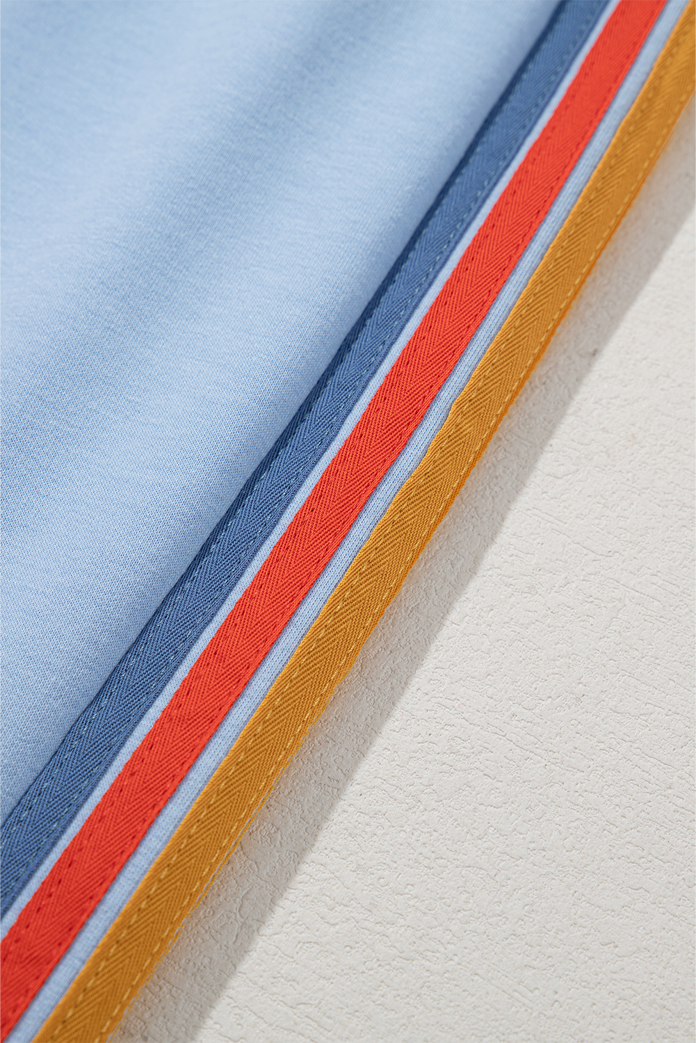 Women's Light Blue High Waist Sweatpants with Rainbow Stripes - Detail View 9 Women's Light Blue High Waist Sweatpants with Rainbow Stripes - Detail View 9