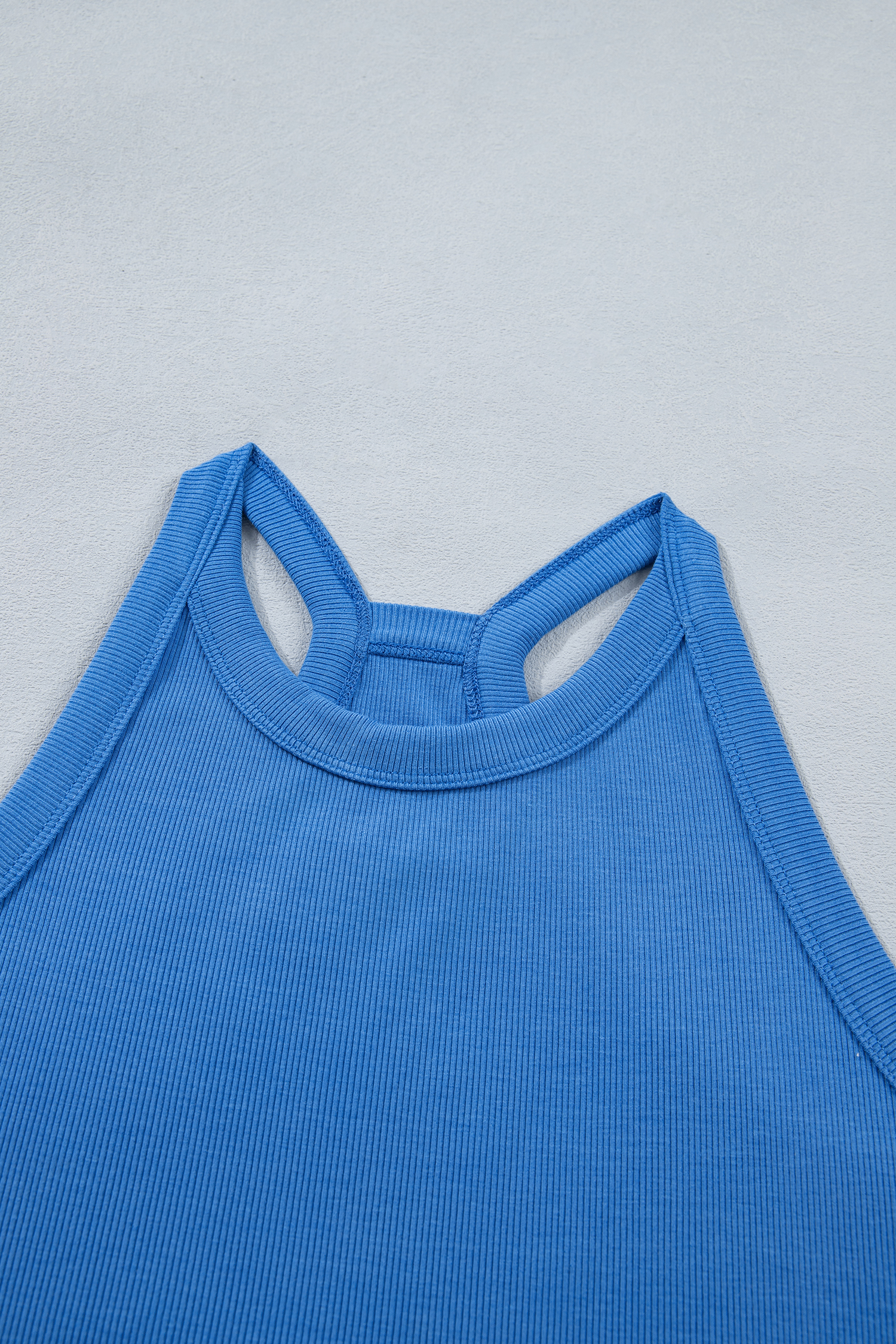 Summer Two-Piece Skort Set for Women – Sky Blue Sleeveless Tank and High Waist Mini Skort Outfit - Detail View 6 Summer Two-Piece Skort Set for Women – Sky Blue Sleeveless Tank and High Waist Mini Skort Outfit - Detail View 6