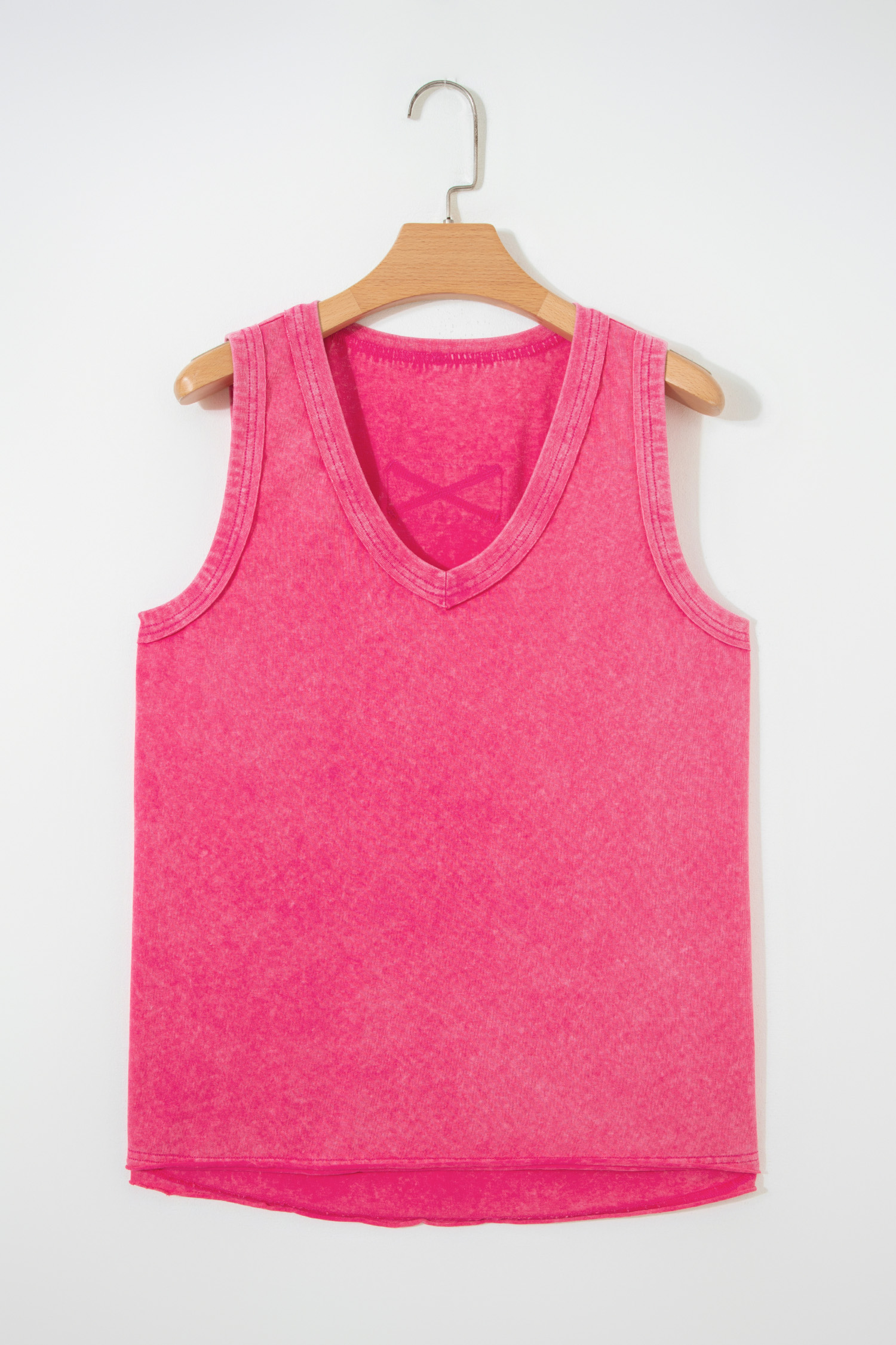 Chic Rose Red V Neck Tank Top – Vintage Style for Women’s Casual Summer Outfits - Detail View 6 Chic Rose Red V Neck Tank Top – Vintage Style for Women’s Casual Summer Outfits - Detail View 6