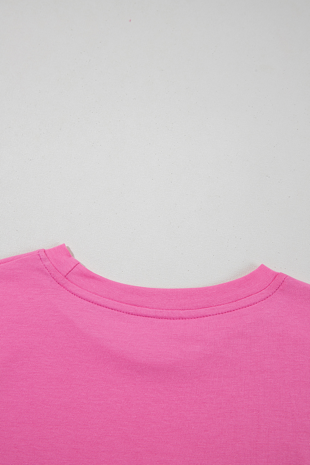 Women's Sachet Pink Casual Plain Crew Neck Tee - Soft and Breathable Summer Top - Detail View 9 Women's Sachet Pink Casual Plain Crew Neck Tee - Soft and Breathable Summer Top - Detail View 9