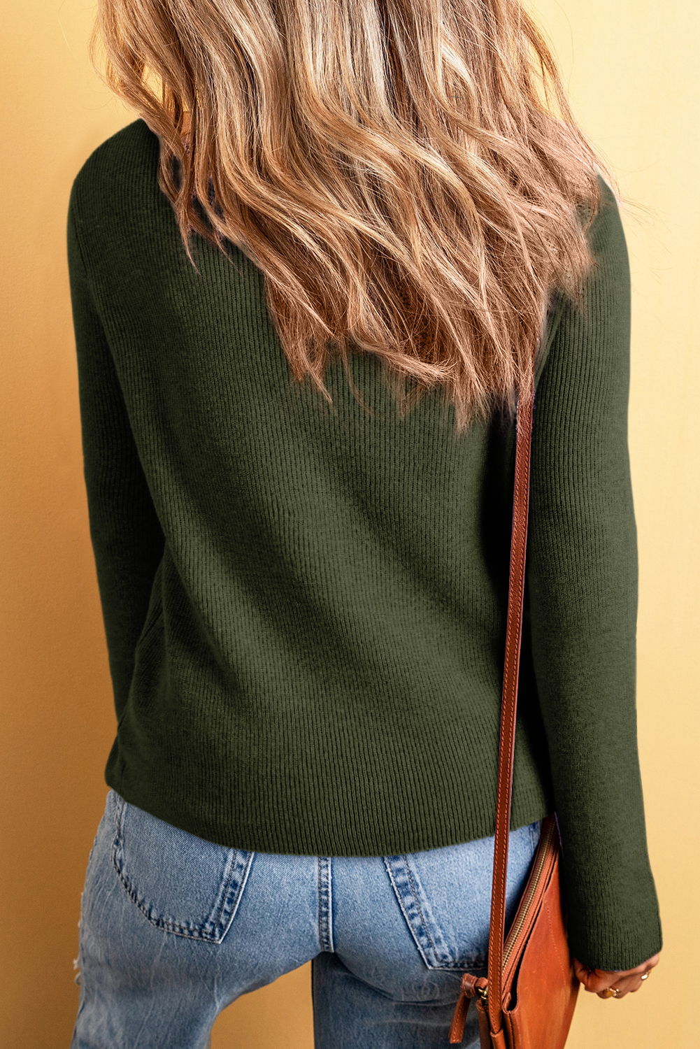 Casual Long Sleeve Cardigan in Moss Green - Perfect for Fall & Autumn - Detail View 2 Casual Long Sleeve Cardigan in Moss Green - Perfect for Fall & Autumn - Detail View 2