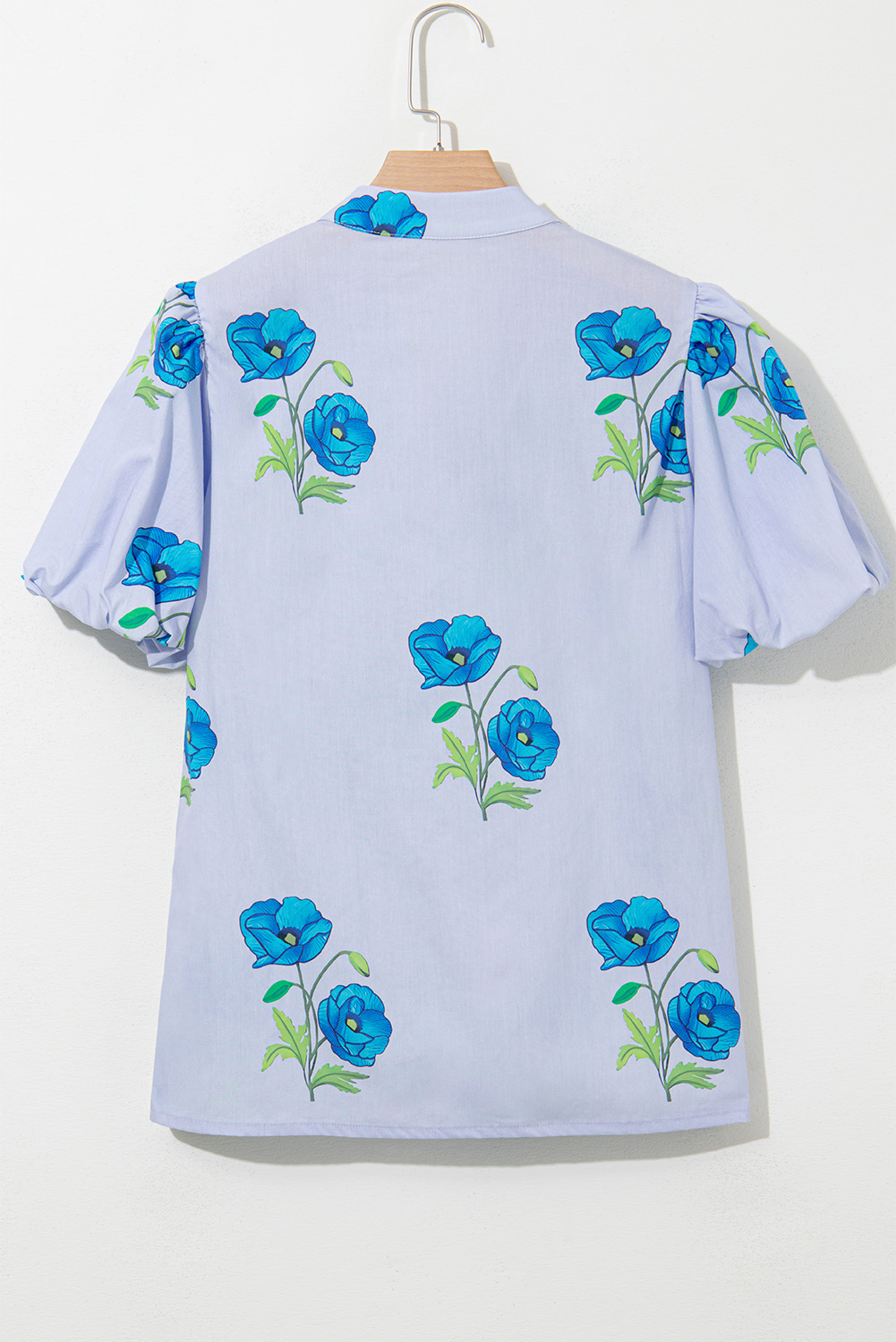 Stylish 100% Cotton Floral Print Blouse for Daily Wear - Short Puff Sleeves - Detail View 7 Stylish 100% Cotton Floral Print Blouse for Daily Wear - Short Puff Sleeves - Detail View 7