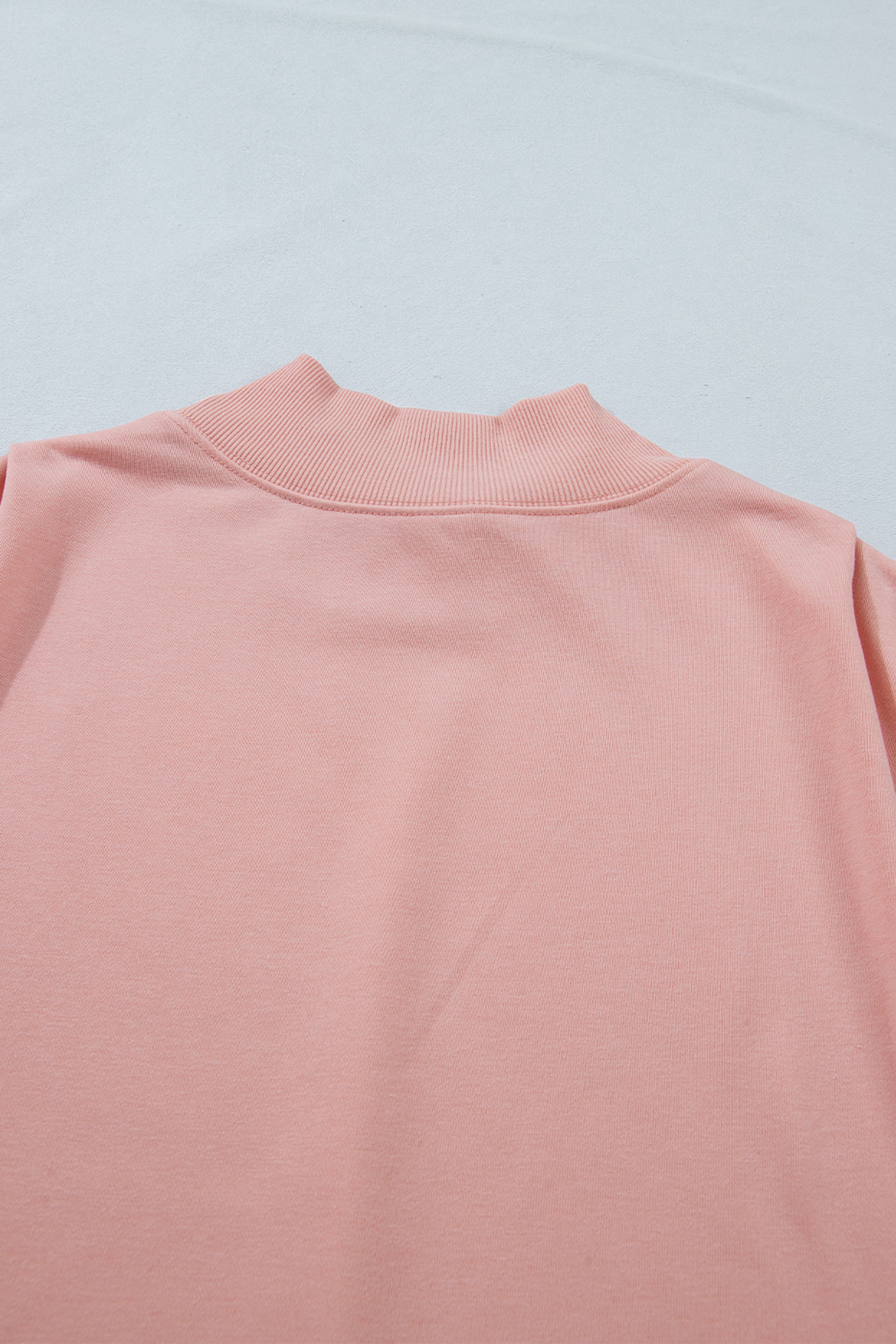 Modern Casual Pink Shift Top for Women – High Neck Short Sleeve Blouse with Pocket - Detail View 14 Modern Casual Pink Shift Top for Women – High Neck Short Sleeve Blouse with Pocket - Detail View 14