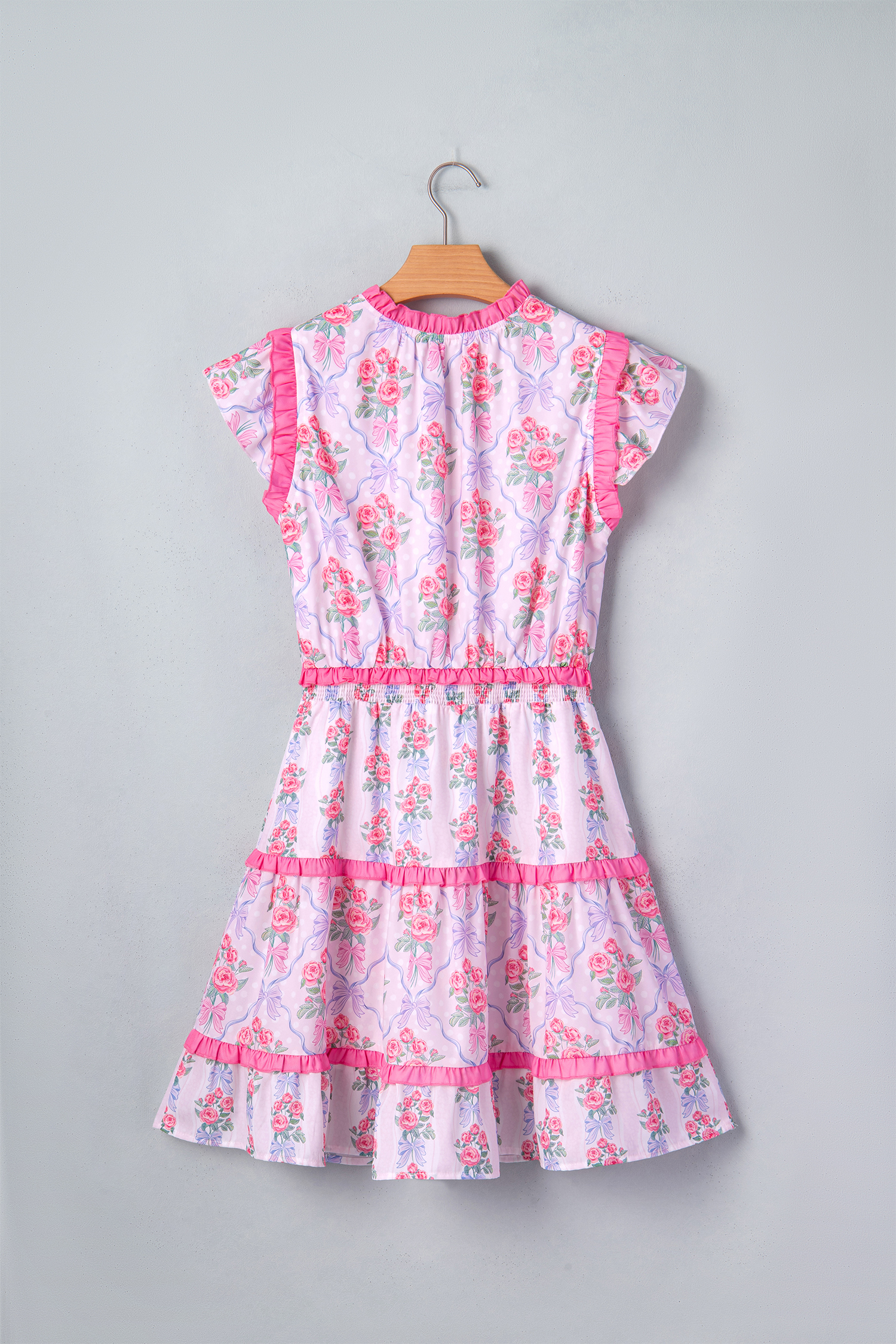 Elegant Floral Summer Mini Dress for Women – Sleeveless Tiered Ruffle A-Line Dress - Detail View 5 Elegant Floral Summer Mini Dress for Women – Sleeveless Tiered Ruffle A-Line Dress - Detail View 5
