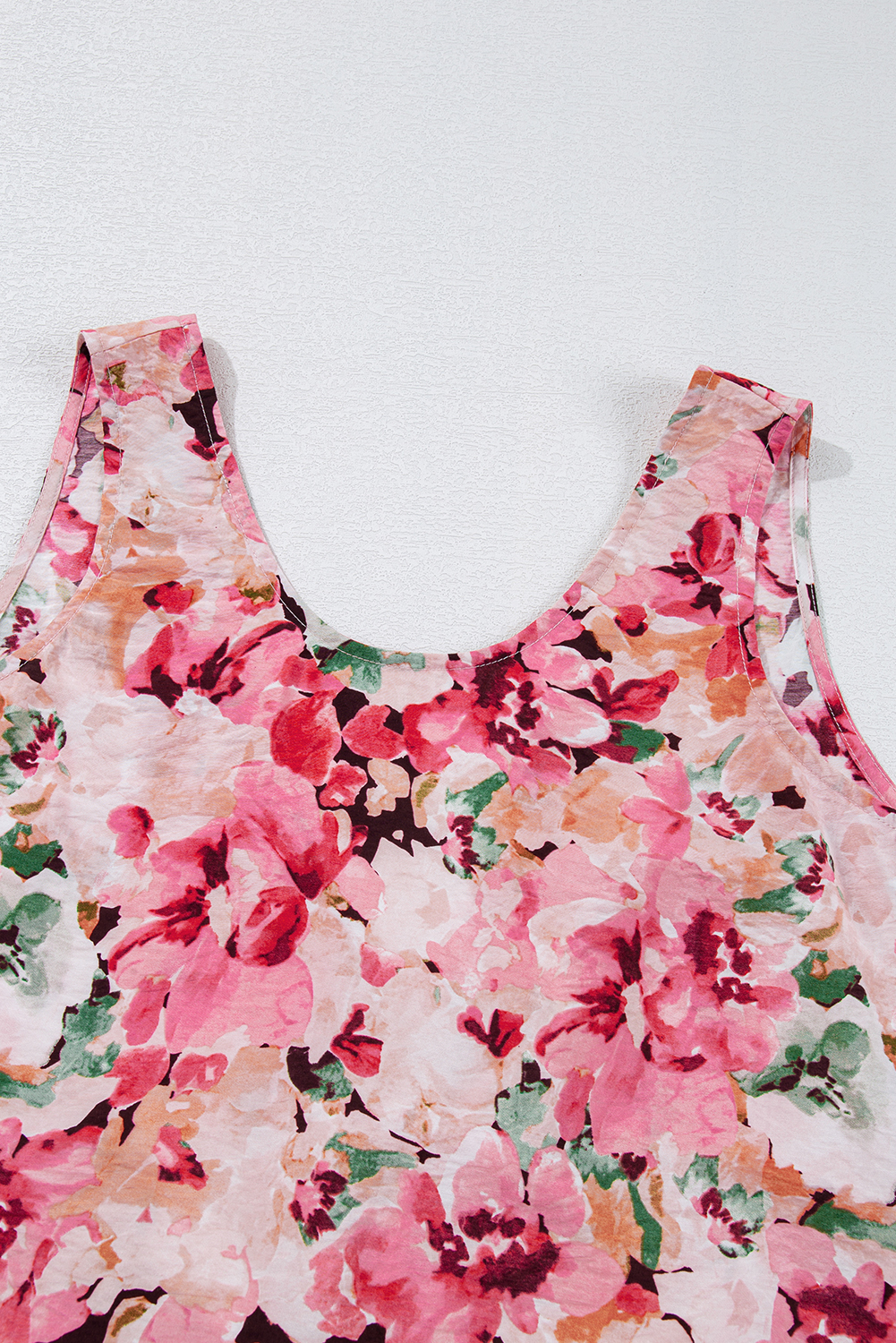 Versatile Pink Floral Round Neck Top - Perfect for Vacation and Casual Wear - Detail View 19 Versatile Pink Floral Round Neck Top - Perfect for Vacation and Casual Wear - Detail View 19