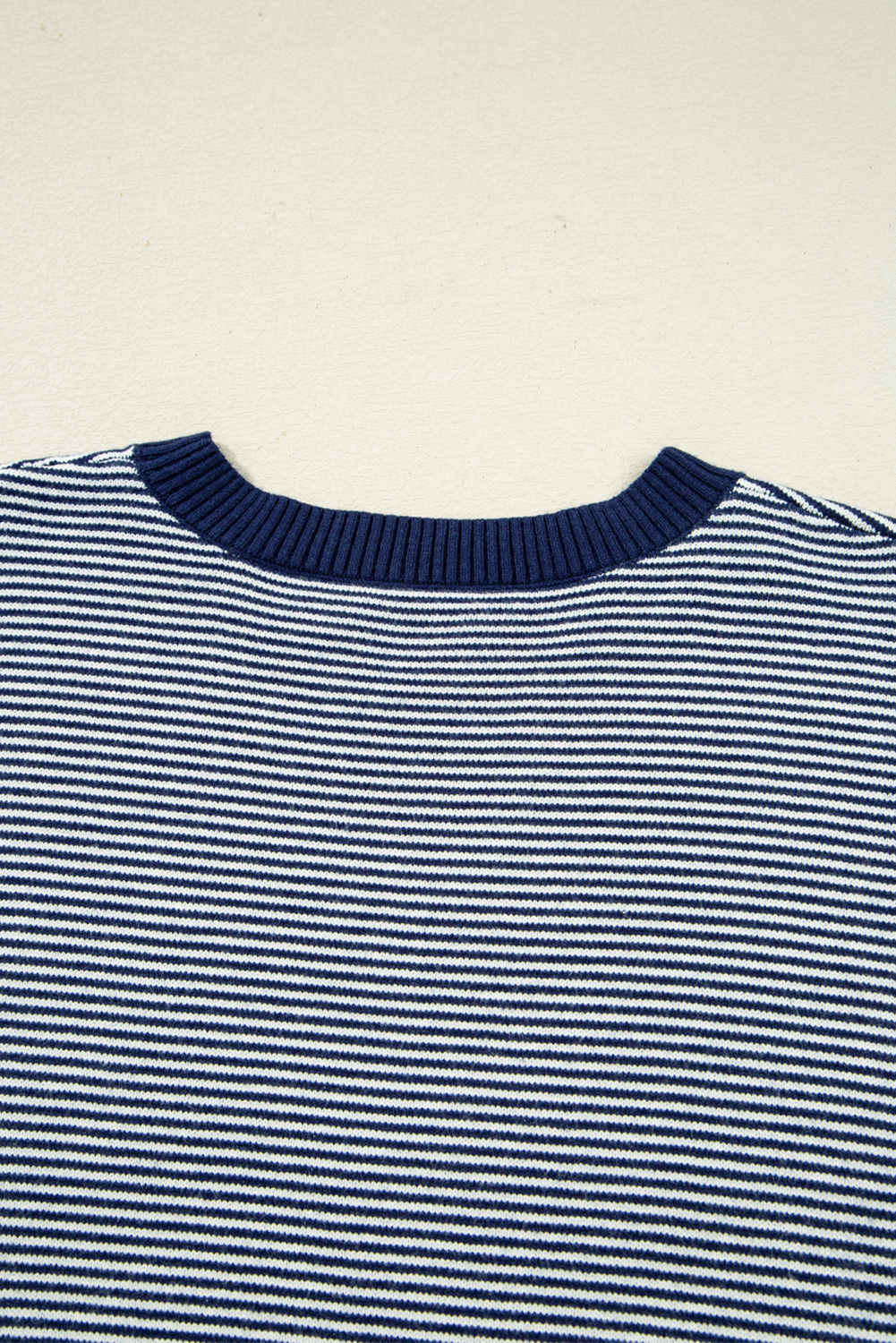Women's Sweater, Oversized, Blue Stripe, Color Block, Dolman Sleeve, Long Sleeve, Casual, Daily Wear, Fall Fashion, Patchwork Design, Comfortable Tunic, Round Neck, Trendy Style - Detail View 8 Women's Sweater, Oversized, Blue Stripe, Color Block, Dolman Sleeve, Long Sleeve, Casual, Daily Wear, Fall Fashion, Patchwork Design, Comfortable Tunic, Round Neck, Trendy Style - Detail View 8
