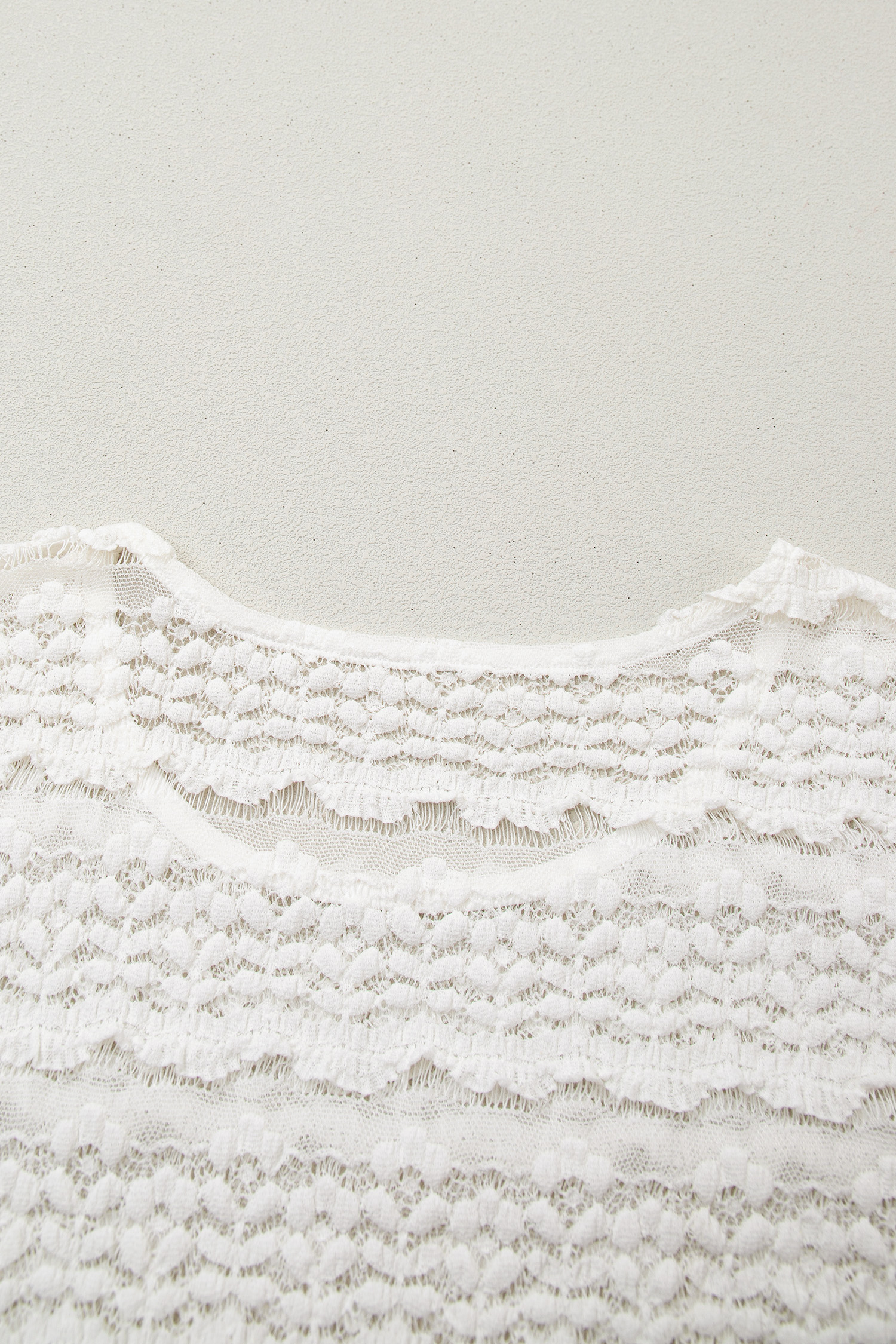 Women's White Sheer Lace Short Sleeve Top – Casual Round Neck Blouse for Summer Daily Wear - Detail View 10 Women's White Sheer Lace Short Sleeve Top – Casual Round Neck Blouse for Summer Daily Wear - Detail View 10