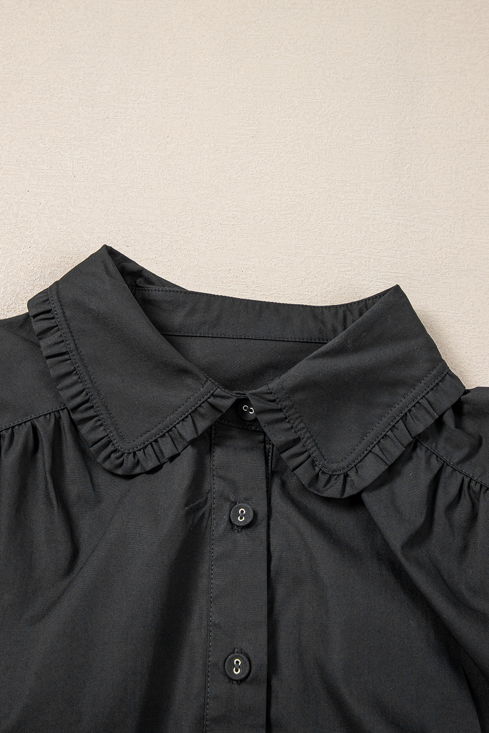 Chic Mini Dress with Puff Sleeves and Ruffle Hem - Perfect for Daily Wear - Detail View 14 Chic Mini Dress with Puff Sleeves and Ruffle Hem - Perfect for Daily Wear - Detail View 14
