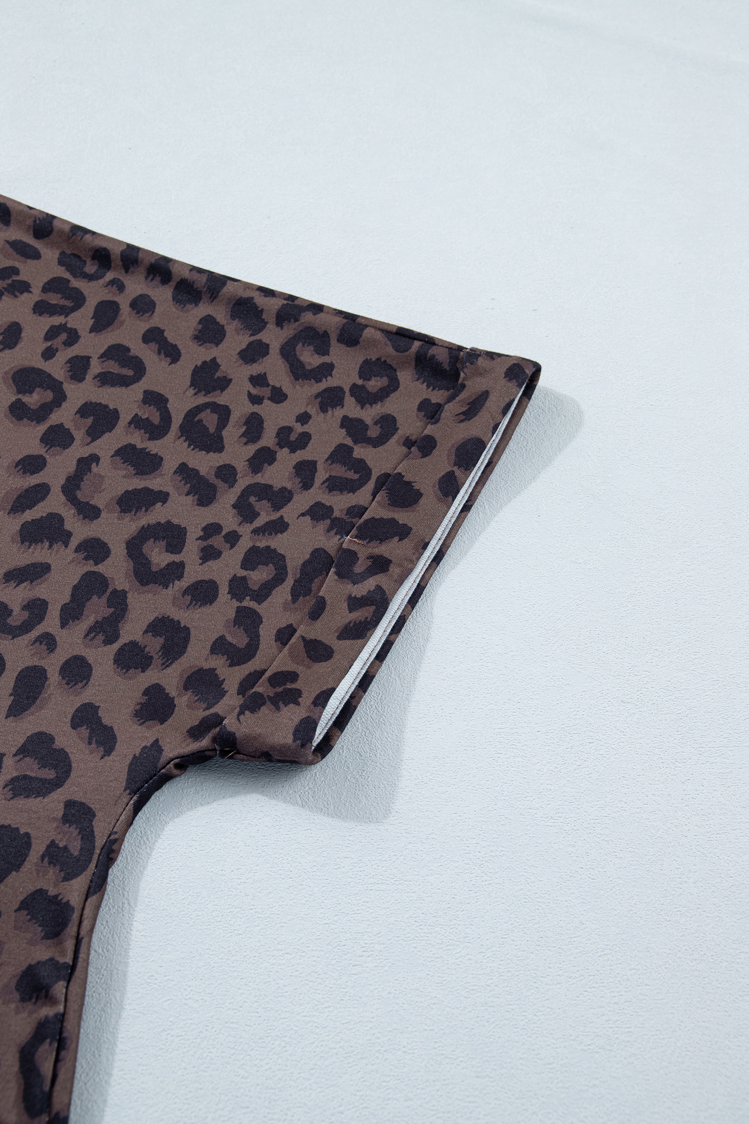 Women's Leopard Print Short Set – V-Neck Short Sleeve Top and High Waist Shorts, Western Casual Style - Detail View 13 Women's Leopard Print Short Set – V-Neck Short Sleeve Top and High Waist Shorts, Western Casual Style - Detail View 13