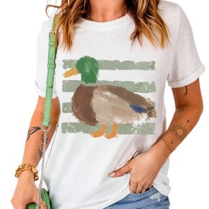 Women's Western Duck Graphic Tee – Casual Summer T-Shirt - Main View
