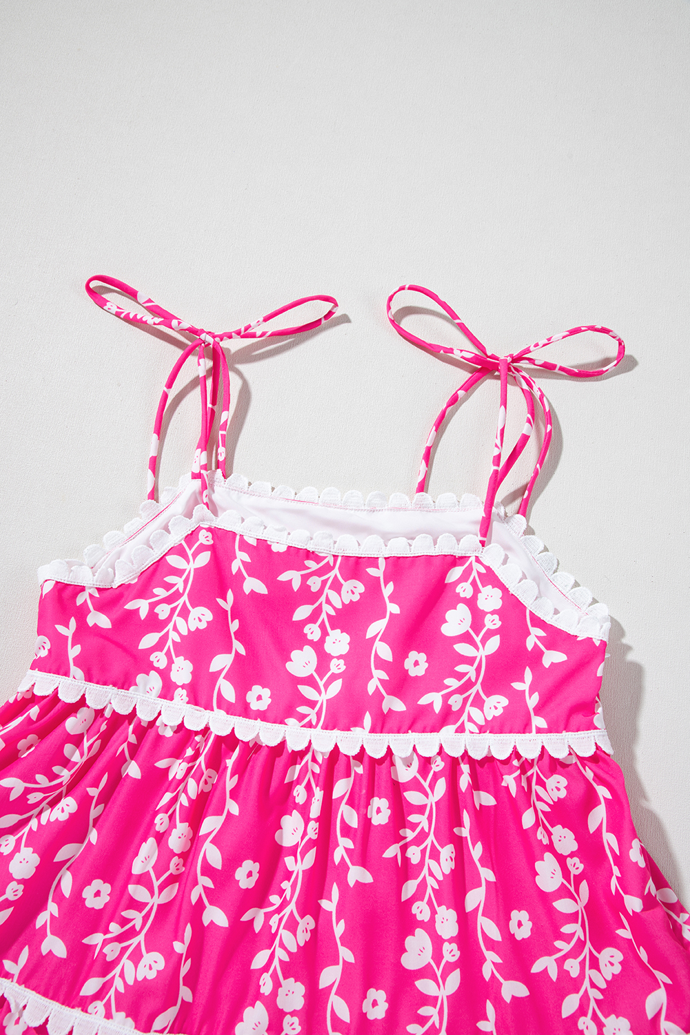 Bohemian-Inspired Pink Mini Dress - Floral Print and Ric Rac Detailing - Detail View 18 Bohemian-Inspired Pink Mini Dress - Floral Print and Ric Rac Detailing - Detail View 18