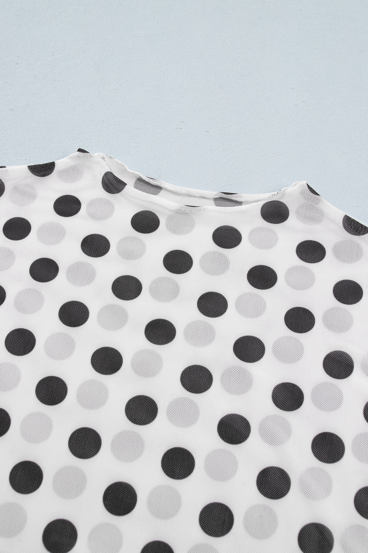 Chic Polka Dot Sheer Top for Women – Mesh Long Sleeve Tee - Detail View 8 Chic Polka Dot Sheer Top for Women – Mesh Long Sleeve Tee - Detail View 8