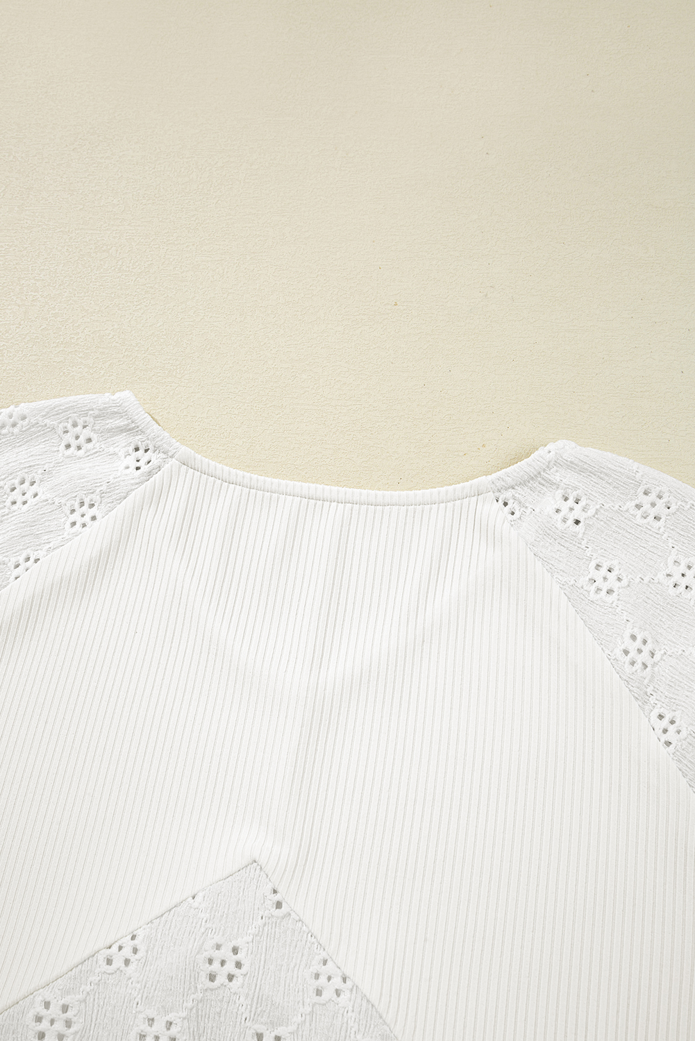 Women's Top, White Top, V Neck, Long Sleeve, Patchwork, Embroidery, Casual Style, Daily Wear, Ribbed Fabric, Comfortable, Shift Silhouette, Spring Fashion, Elegant Design, Versatile, Everyday Wear - Detail View 12 Women's Top, White Top, V Neck, Long Sleeve, Patchwork, Embroidery, Casual Style, Daily Wear, Ribbed Fabric, Comfortable, Shift Silhouette, Spring Fashion, Elegant Design, Versatile, Everyday Wear - Detail View 12
