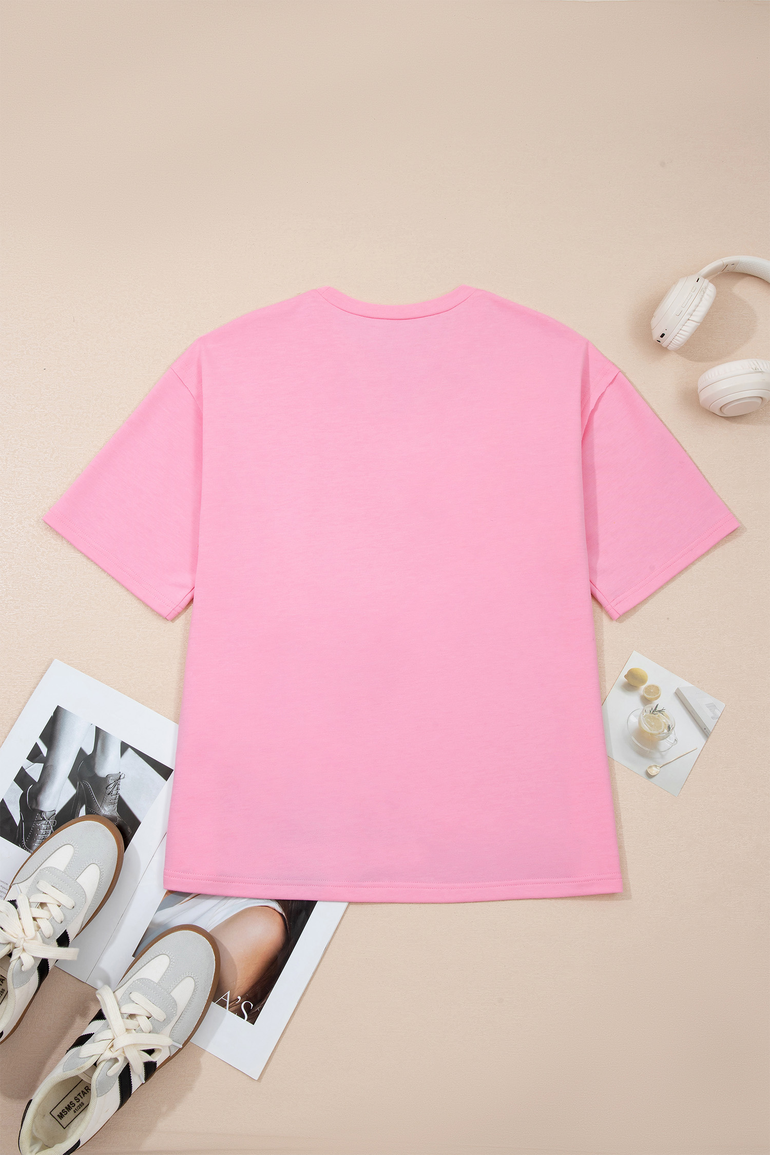 Southern Belle Style Pink Raw Edge Tee – Relaxed Fit Bow Decoration Shirt - Detail View 5 Southern Belle Style Pink Raw Edge Tee – Relaxed Fit Bow Decoration Shirt - Detail View 5