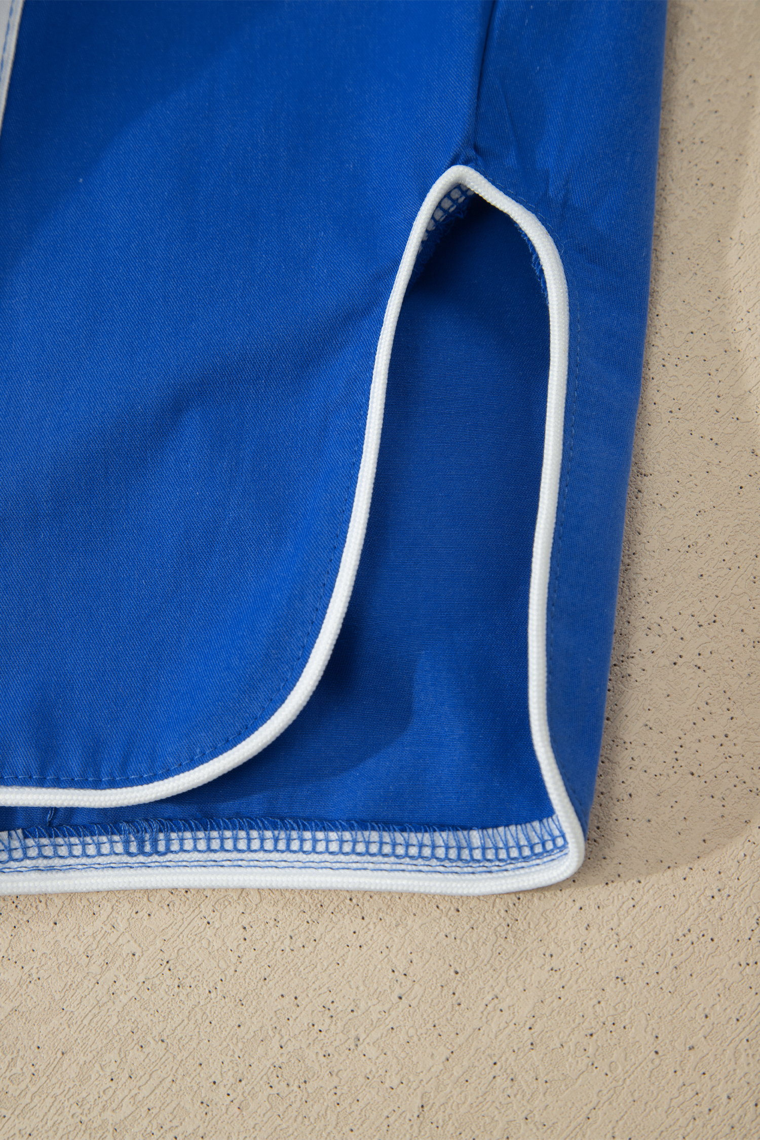 Women's Dark Blue Smocked Waist Casual Pants – Contrast Striped High Waist Cropped Trousers - Detail View 10 Women's Dark Blue Smocked Waist Casual Pants – Contrast Striped High Waist Cropped Trousers - Detail View 10