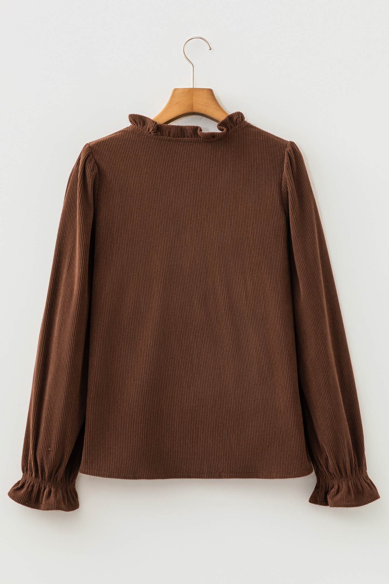 Casual Coffee Brown Corduroy Top – Women's Button-Down Shirt - Detail View 8 Casual Coffee Brown Corduroy Top – Women's Button-Down Shirt - Detail View 8