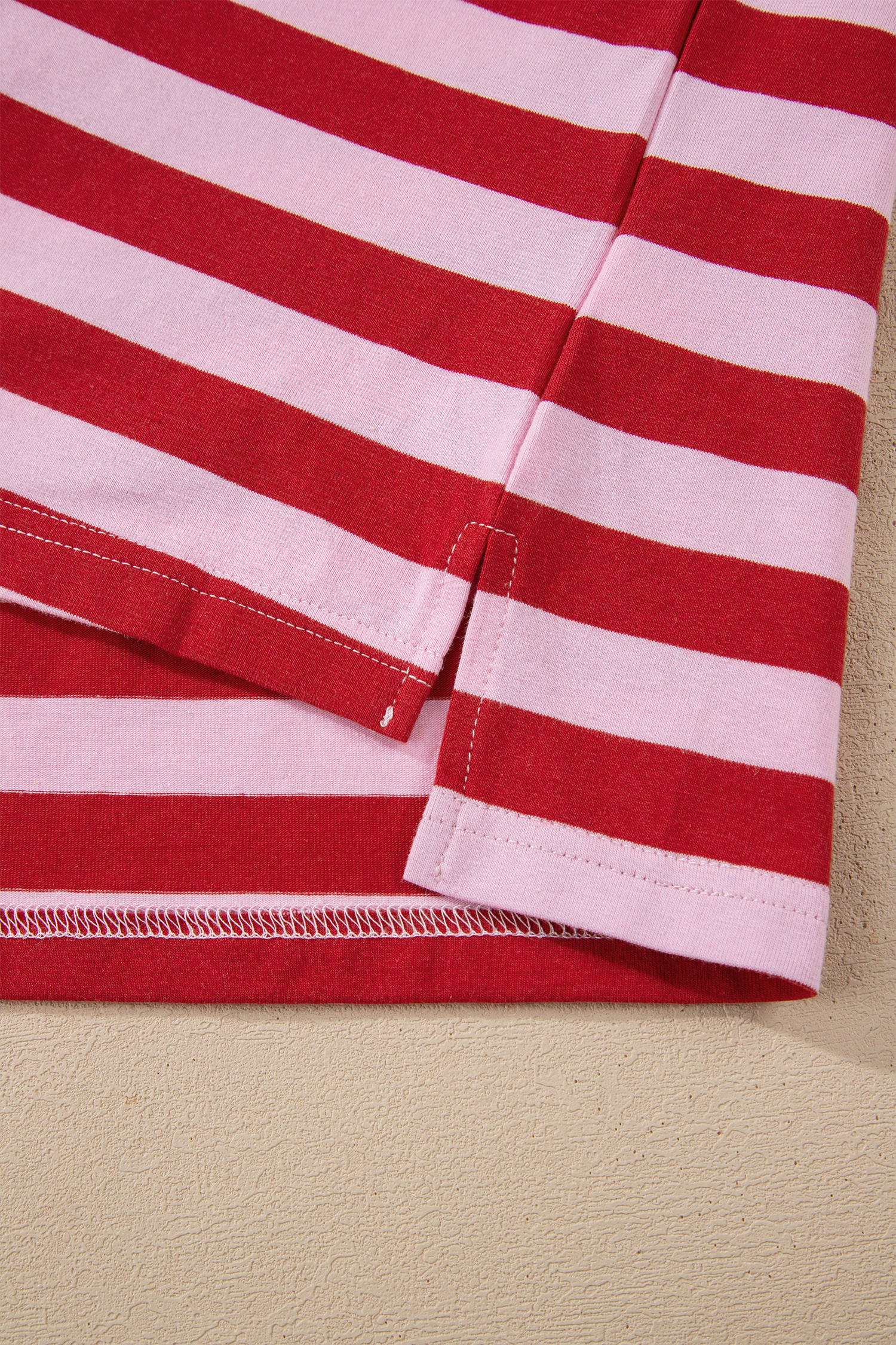 Casual Pink Stripe V Neck T-Shirt for Women – Stylish Summer Essential - Detail View 10 Casual Pink Stripe V Neck T-Shirt for Women – Stylish Summer Essential - Detail View 10