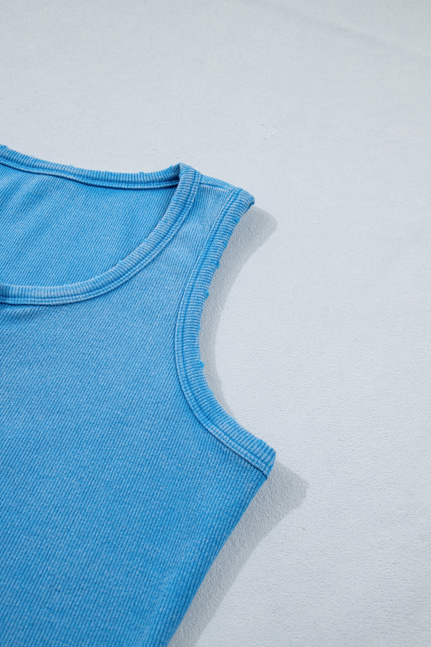 Women's Sleeveless Ribbed Tank Top with Button Detail – Cotton Blend Mineral Wash Vest, Stylish Gift for Her - Detail View 9 Women's Sleeveless Ribbed Tank Top with Button Detail – Cotton Blend Mineral Wash Vest, Stylish Gift for Her - Detail View 9