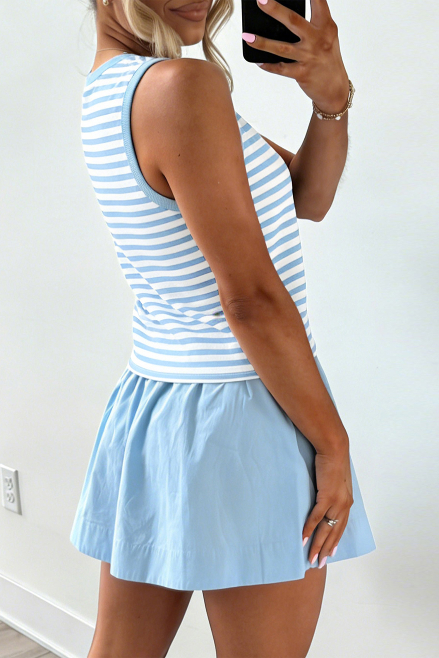 Casual Sleeveless Tank and Skort Set for Women - Detail View 5 Casual Sleeveless Tank and Skort Set for Women - Detail View 5