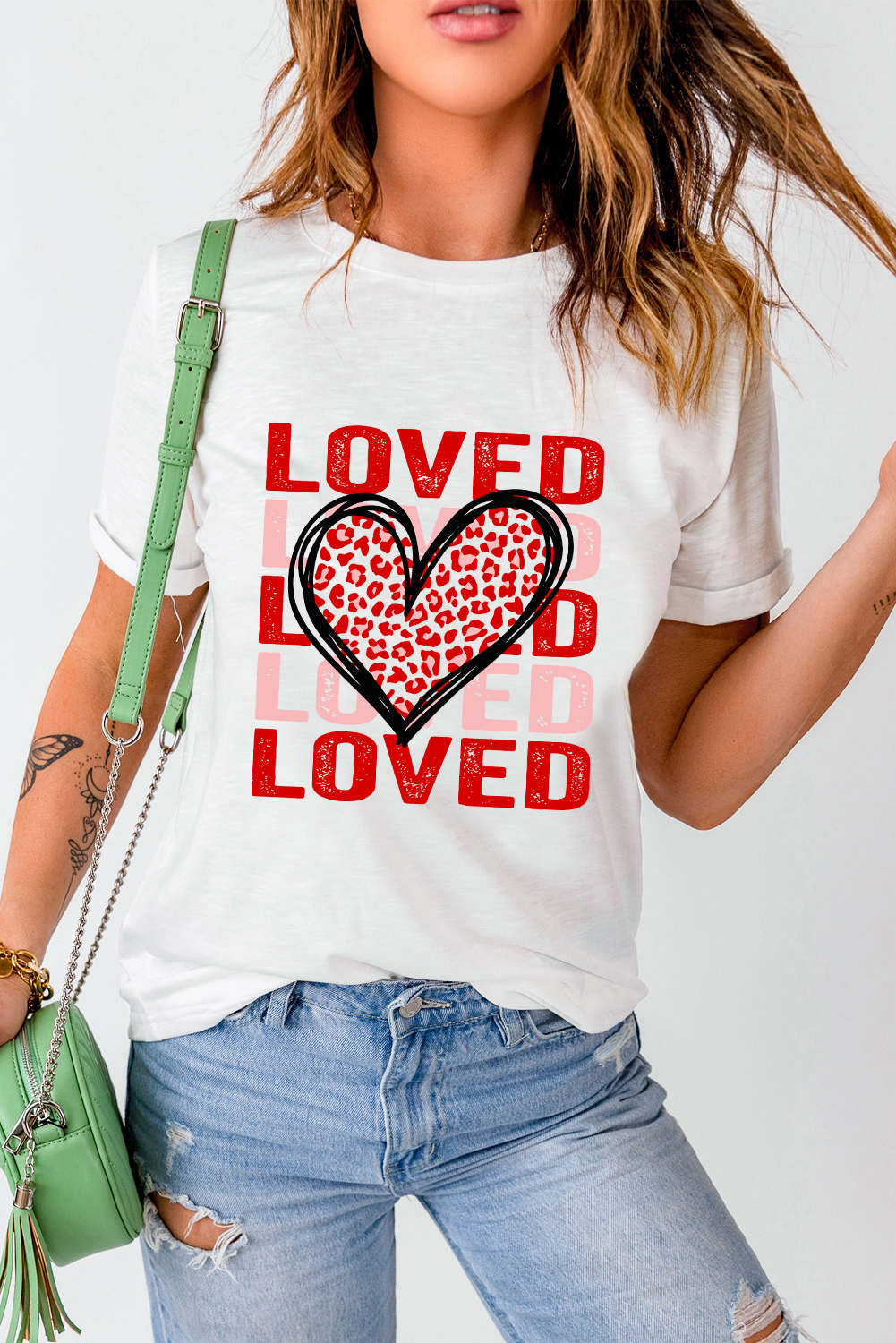 Stylish Casual Heart and Leopard Print T-Shirt - Perfect for Valentine's Day - Detail View 6 Stylish Casual Heart and Leopard Print T-Shirt - Perfect for Valentine's Day - Detail View 6