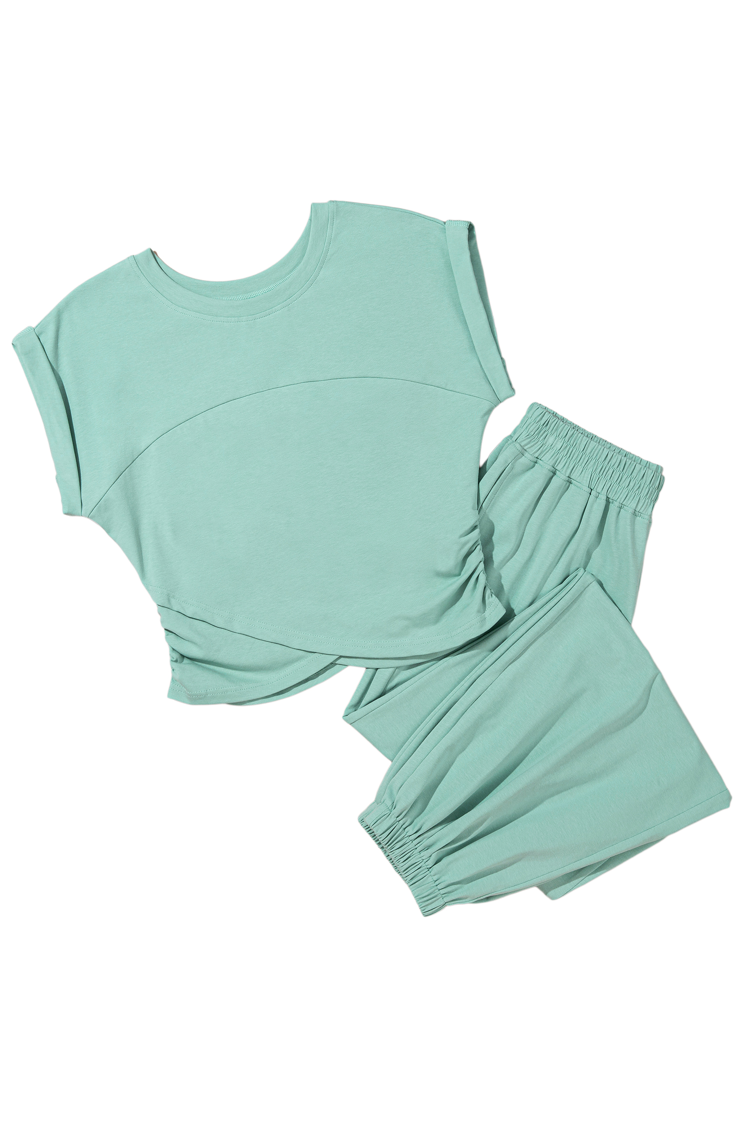 Women's Moonlight Jade Jogger Set – Casual Sleeveless Cropped Tank and High Waist Pants - Detail View 19 Women's Moonlight Jade Jogger Set – Casual Sleeveless Cropped Tank and High Waist Pants - Detail View 19