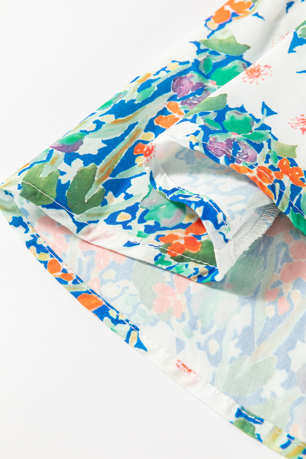 Women's Green Floral Print Bow Applique Sleeveless Peplum Blouse for Summer - Detail View 13 Women's Green Floral Print Bow Applique Sleeveless Peplum Blouse for Summer - Detail View 13