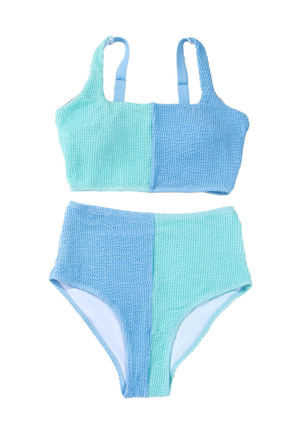 Vintage Sky Blue Corded Bikini Swimsuit – Women's Colorblock Square Neck for Vacations - Detail View 38 Vintage Sky Blue Corded Bikini Swimsuit – Women's Colorblock Square Neck for Vacations - Detail View 38
