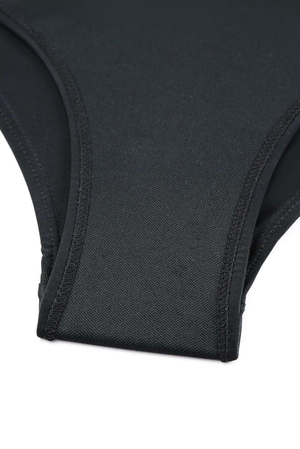 Women's Black Solid Mesh One Piece Swimsuit - Sexy V Neck Design - Detail View 13 Women's Black Solid Mesh One Piece Swimsuit - Sexy V Neck Design - Detail View 13