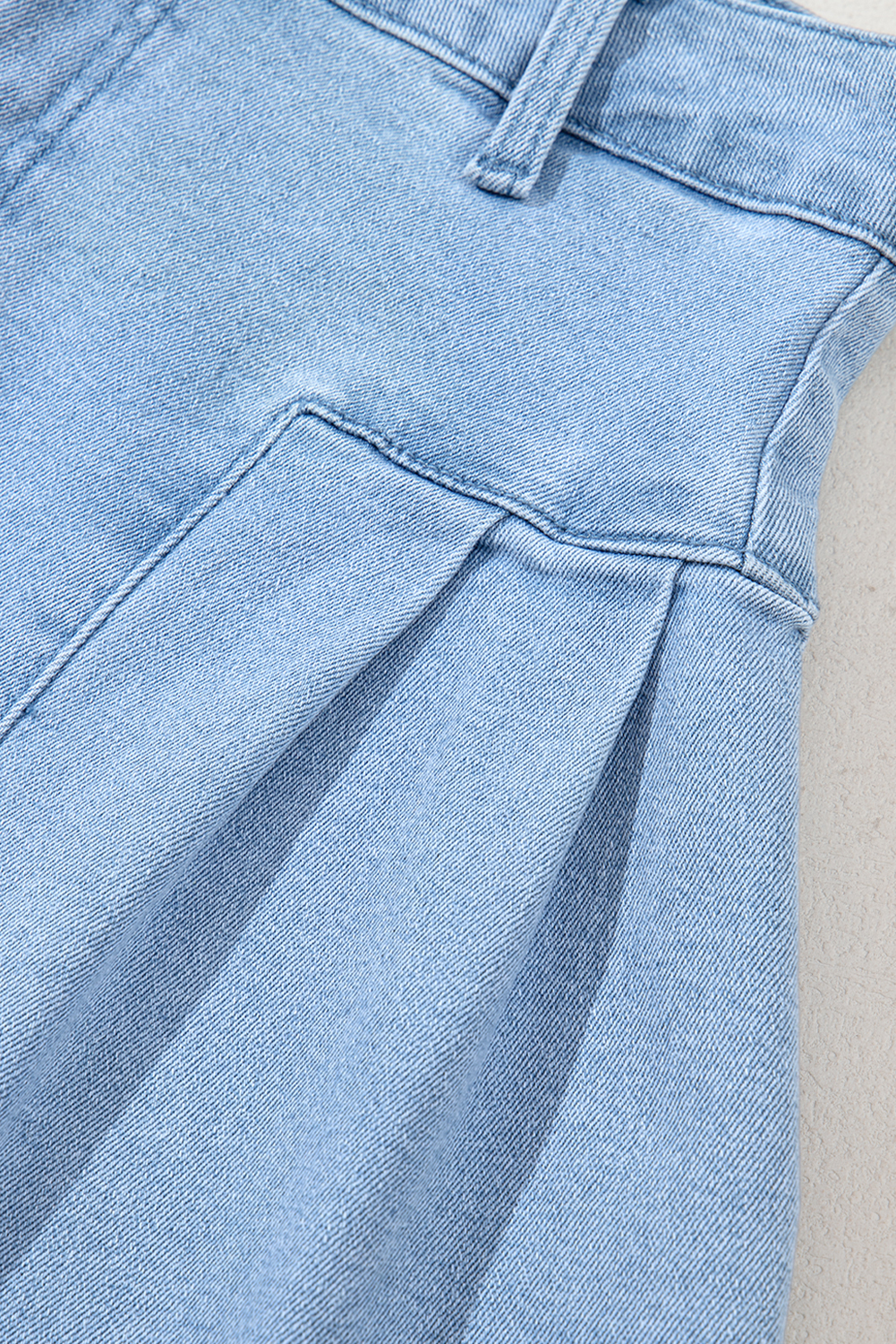 Casual and Comfortable Wide Leg Denim Shorts for Women - Stylish Dusk Blue Color - Detail View 7 Casual and Comfortable Wide Leg Denim Shorts for Women - Stylish Dusk Blue Color - Detail View 7