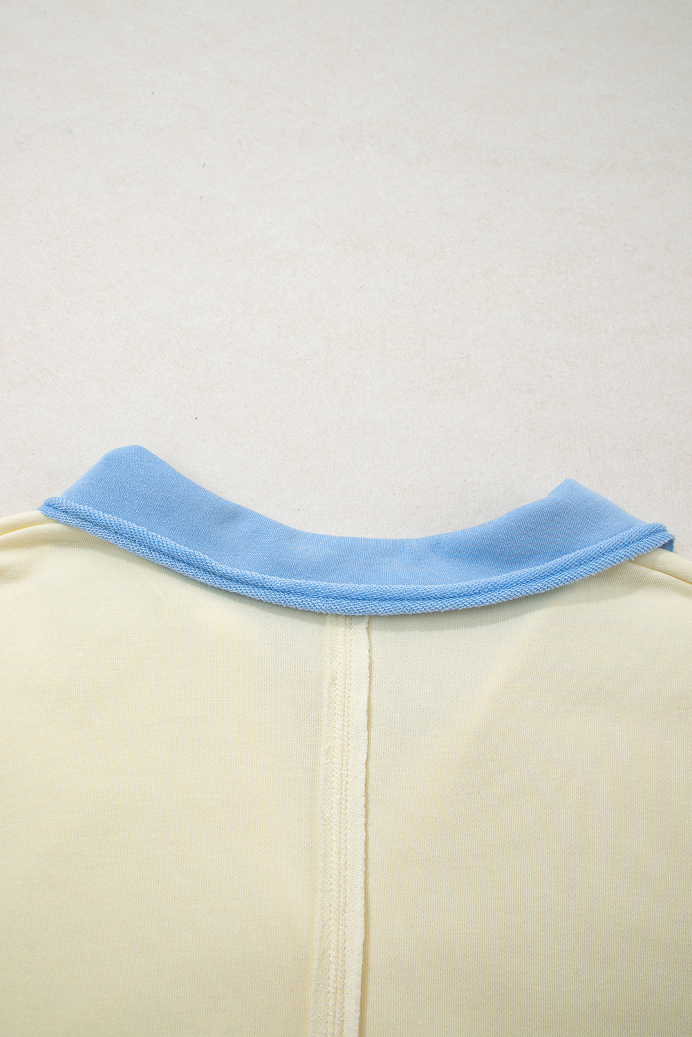 Casual Plus Size V Neck Pullover in Yellow Cream – Chic Color Block Design for Everyday Comfort - Detail View 6 Casual Plus Size V Neck Pullover in Yellow Cream – Chic Color Block Design for Everyday Comfort - Detail View 6