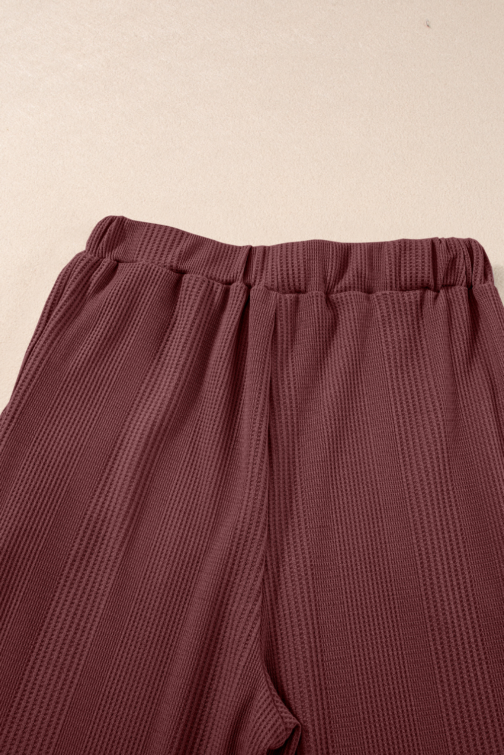 Stylish Women's Two Piece Set: Sleeveless Ruffle Tank and Wide Leg Pants in Red Dahlia - Detail View 18 Stylish Women's Two Piece Set: Sleeveless Ruffle Tank and Wide Leg Pants in Red Dahlia - Detail View 18