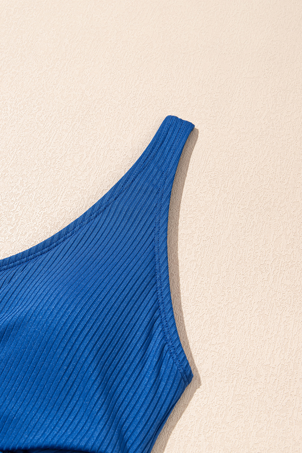 Chic Sky Blue Ribbed Knit Crossed Detail Tank Skort – Versatile Summer Swimwear for Women - Detail View 14 Chic Sky Blue Ribbed Knit Crossed Detail Tank Skort – Versatile Summer Swimwear for Women - Detail View 14