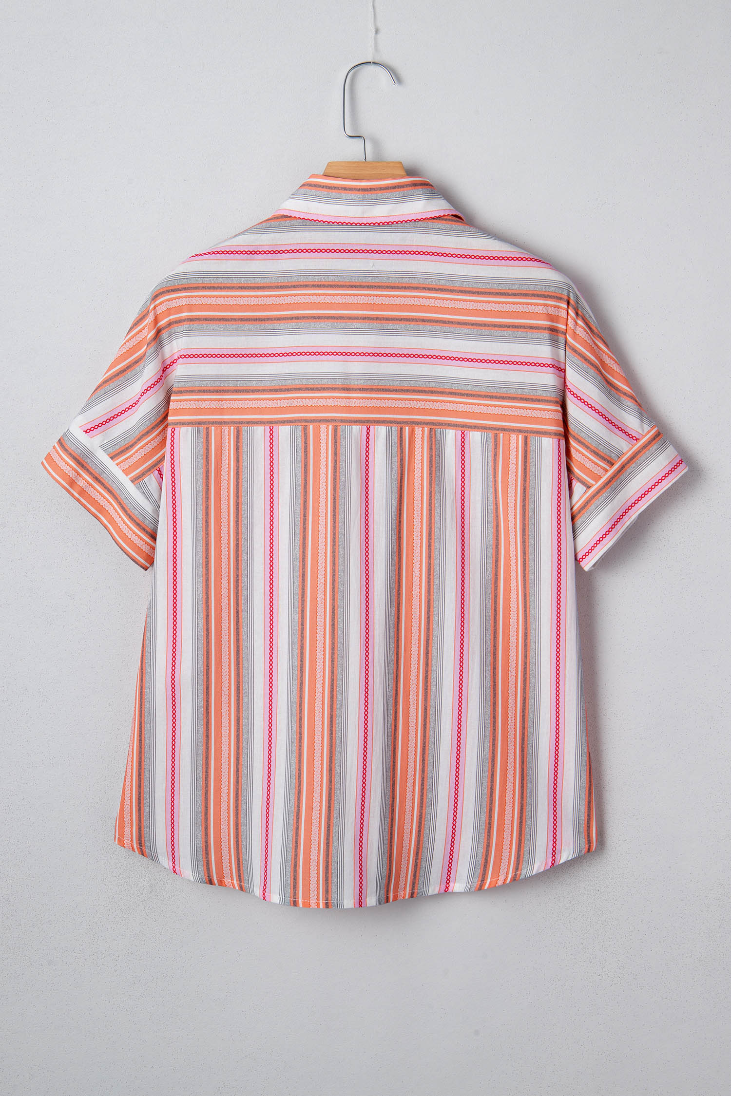 Casual Southern Belle Pink Stripe Short Sleeve Shirt – Perfect for Daily Adventures - Detail View 6 Casual Southern Belle Pink Stripe Short Sleeve Shirt – Perfect for Daily Adventures - Detail View 6