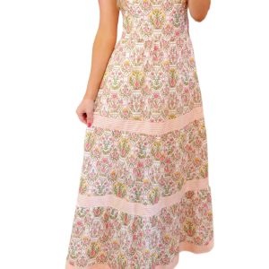 Women's Floral A-Line Maxi Dress – Summer Vacation Style - Main View