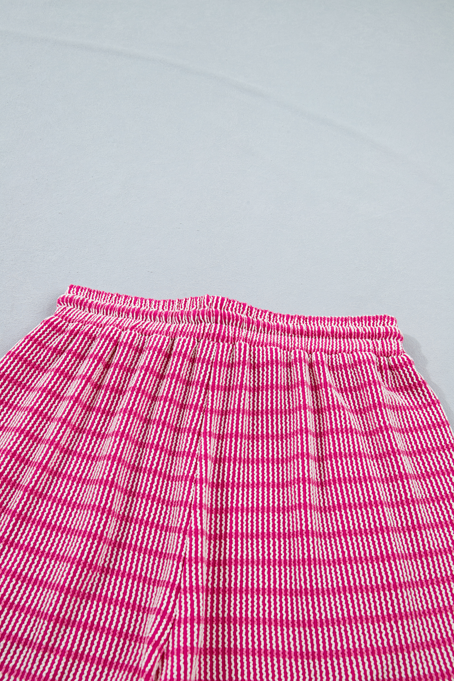 Casual Striped 2-Piece Short Set – Comfortable Women's Corded Tee and Elastic Waist Bottoms - Detail View 15 Casual Striped 2-Piece Short Set – Comfortable Women's Corded Tee and Elastic Waist Bottoms - Detail View 15