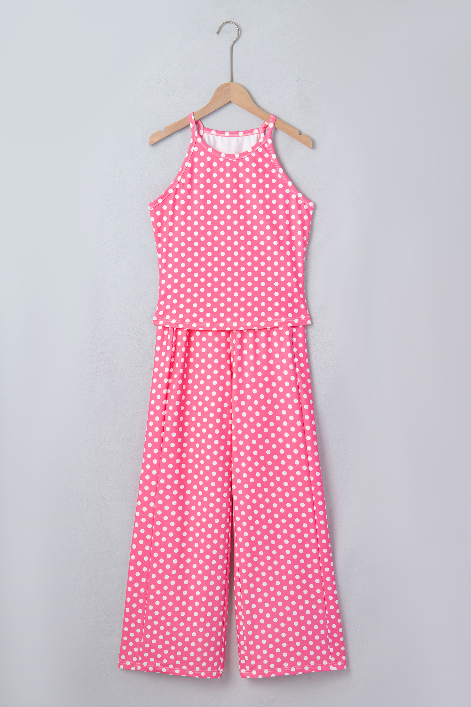 Women's Pink Polka Dot Sleeveless Set – Chic Summer Gift - Detail View 6 Women's Pink Polka Dot Sleeveless Set – Chic Summer Gift - Detail View 6