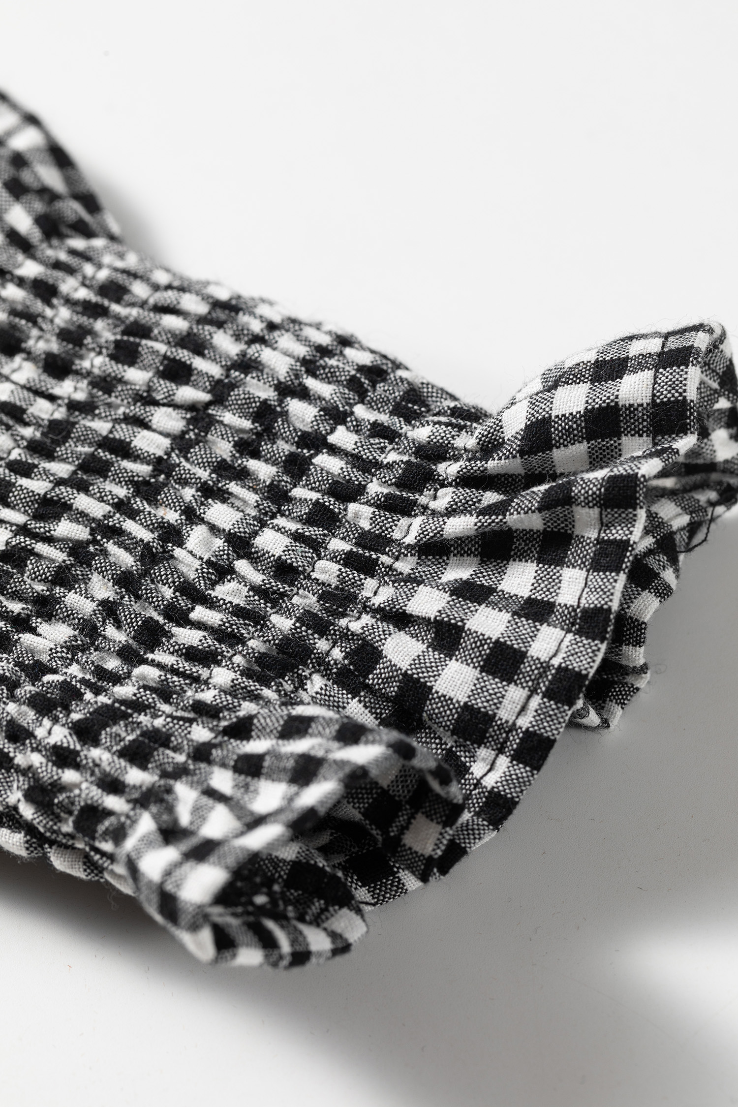 Plaid Women's Round Neck Blouse, Casual Shirred Top - Detail View 10 Plaid Women's Round Neck Blouse, Casual Shirred Top - Detail View 10