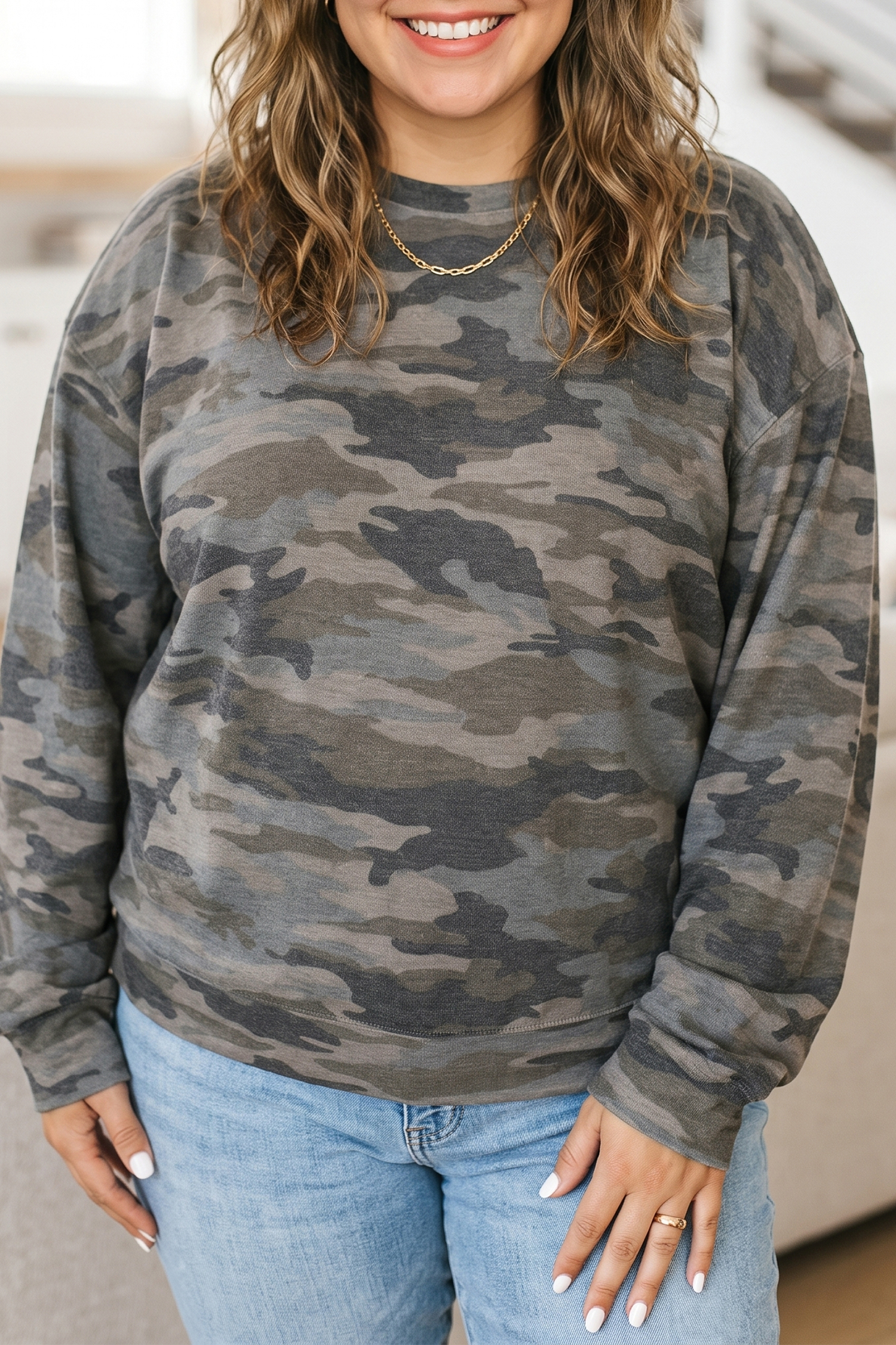 Soft Long Sleeve Camo Shirt, Comfortable Daily Casual Blouse - Detail View 6 Soft Long Sleeve Camo Shirt, Comfortable Daily Casual Blouse - Detail View 6