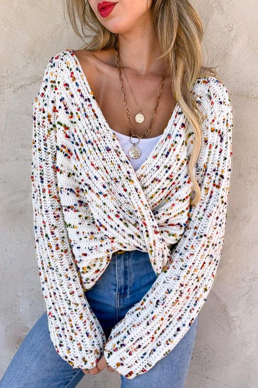 Chic Long Sleeve Knit Sweater with Unique Twist Detail - Reversible Design - Detail View 10 Chic Long Sleeve Knit Sweater with Unique Twist Detail - Reversible Design - Detail View 10