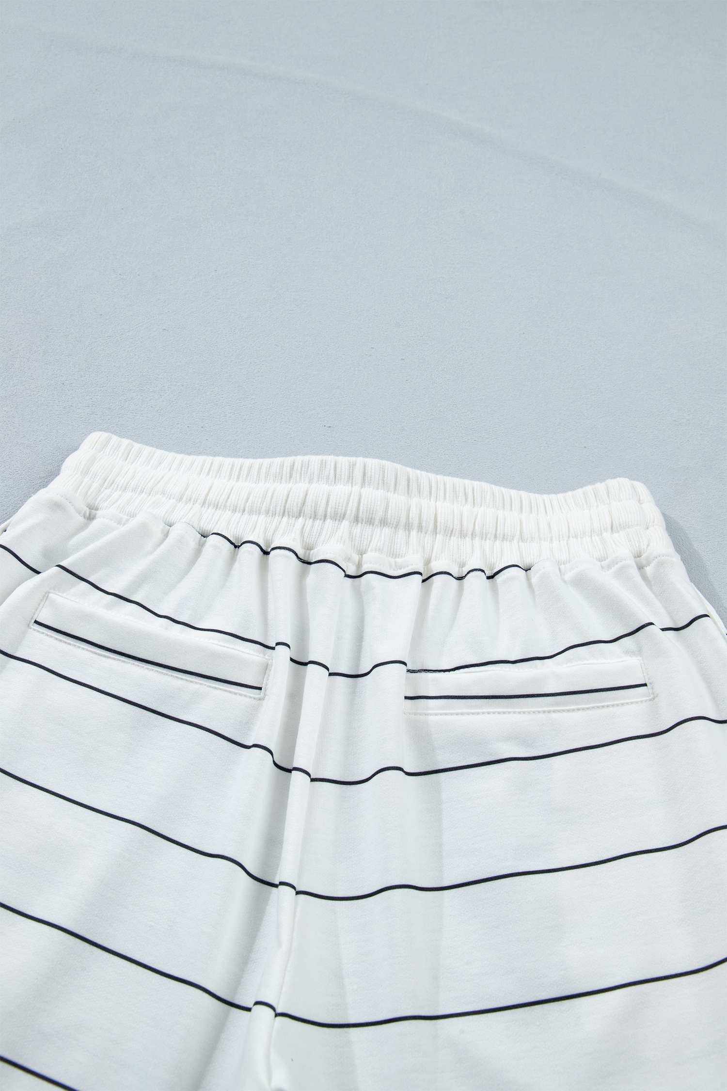 Women's Striped 2-Piece Set – Short Sleeve Round Neck Tee and Drawstring Shorts Outfit - Detail View 10 Women's Striped 2-Piece Set – Short Sleeve Round Neck Tee and Drawstring Shorts Outfit - Detail View 10