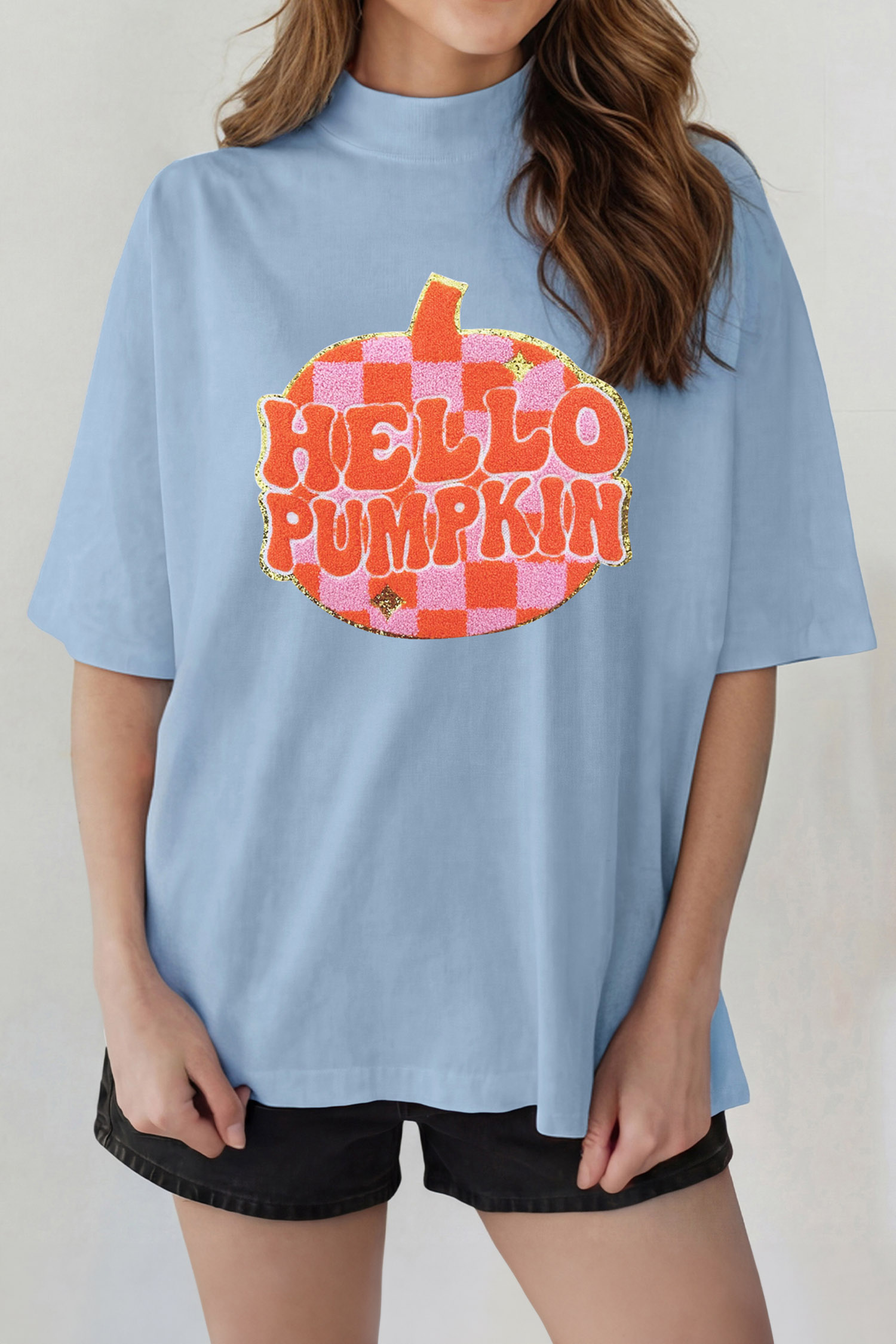 Women's Cotton Chenille Tee, Cozy Fall Graphic Shirt - Detail View 3 Women's Cotton Chenille Tee, Cozy Fall Graphic Shirt - Detail View 3